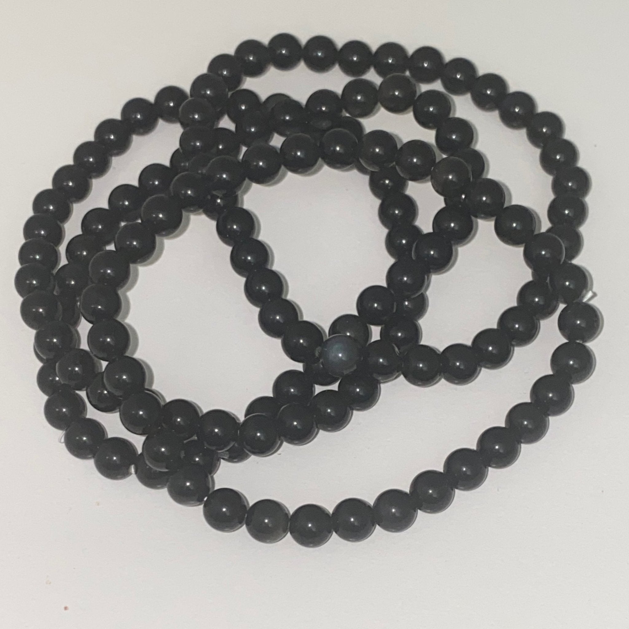 Handmade Black Obsidian bracelet with 6mm natural gemstone beads from Hands of Earth Energy