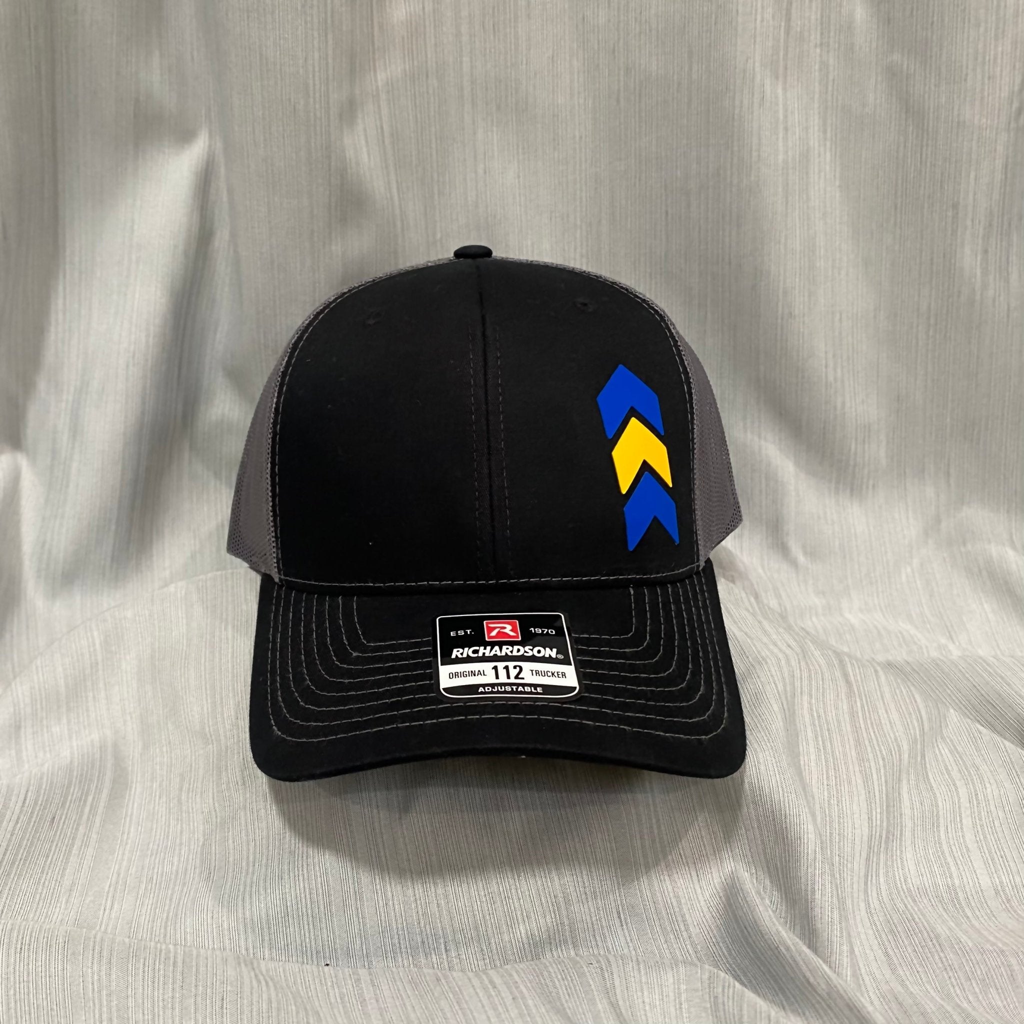 Down Syndrome Awareness Hat - Blue & Yellow Chevron Patch - Richardson 112 Trucker - Poor Hog Customs