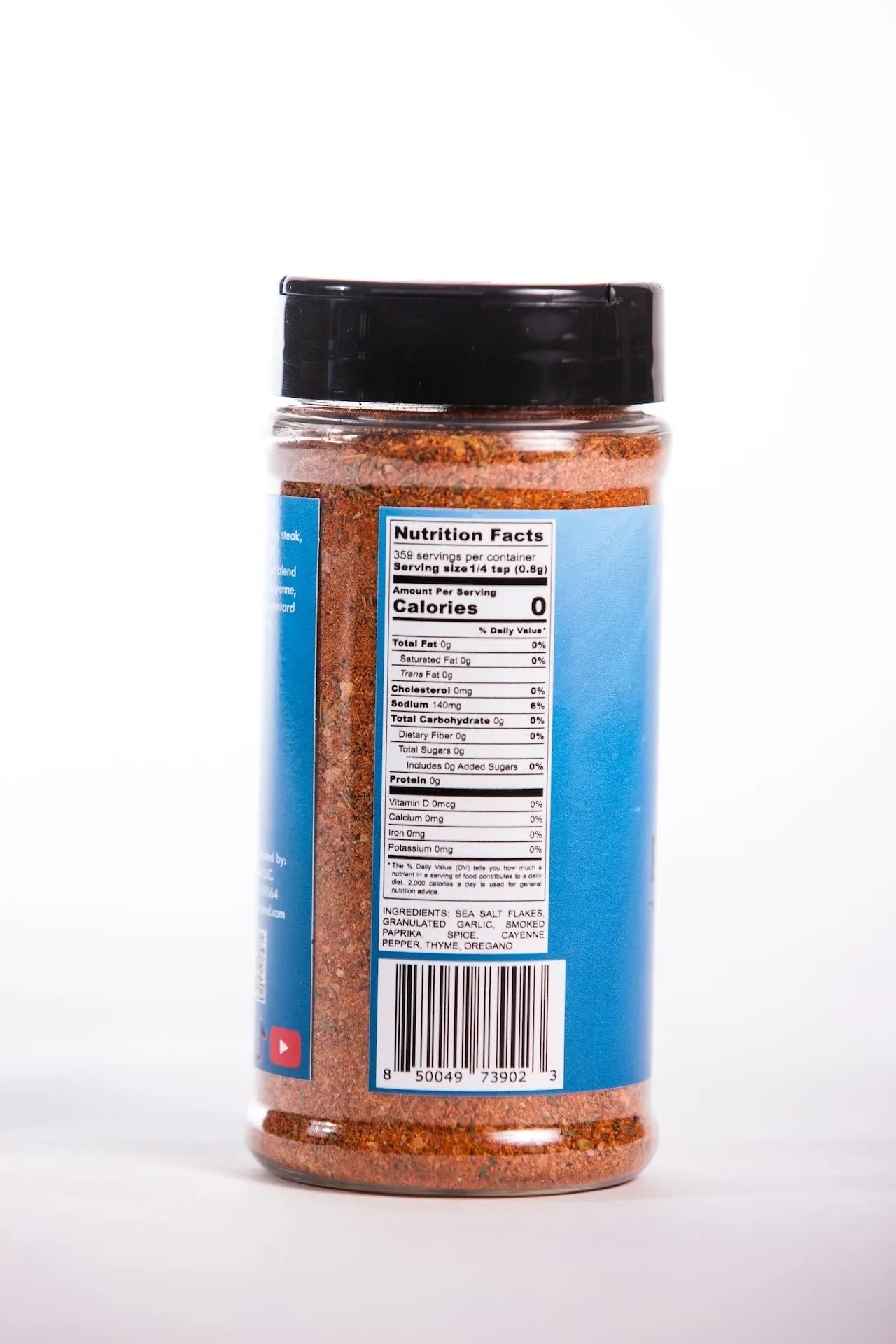 Main Street Collective Blackened Blend Spice: Nutrition Facts & Ingredients label view.