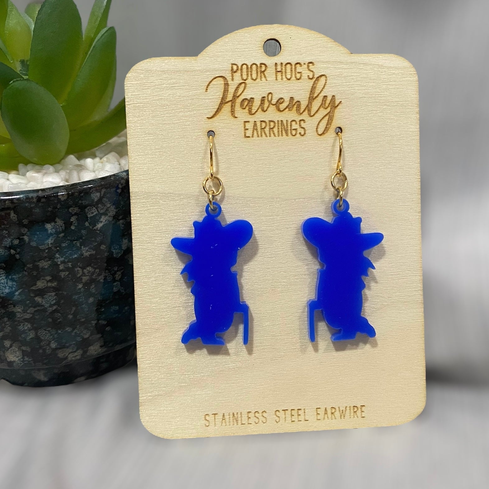 Mississippi Rebel Silhouette Acrylic Earrings in Red or Blue