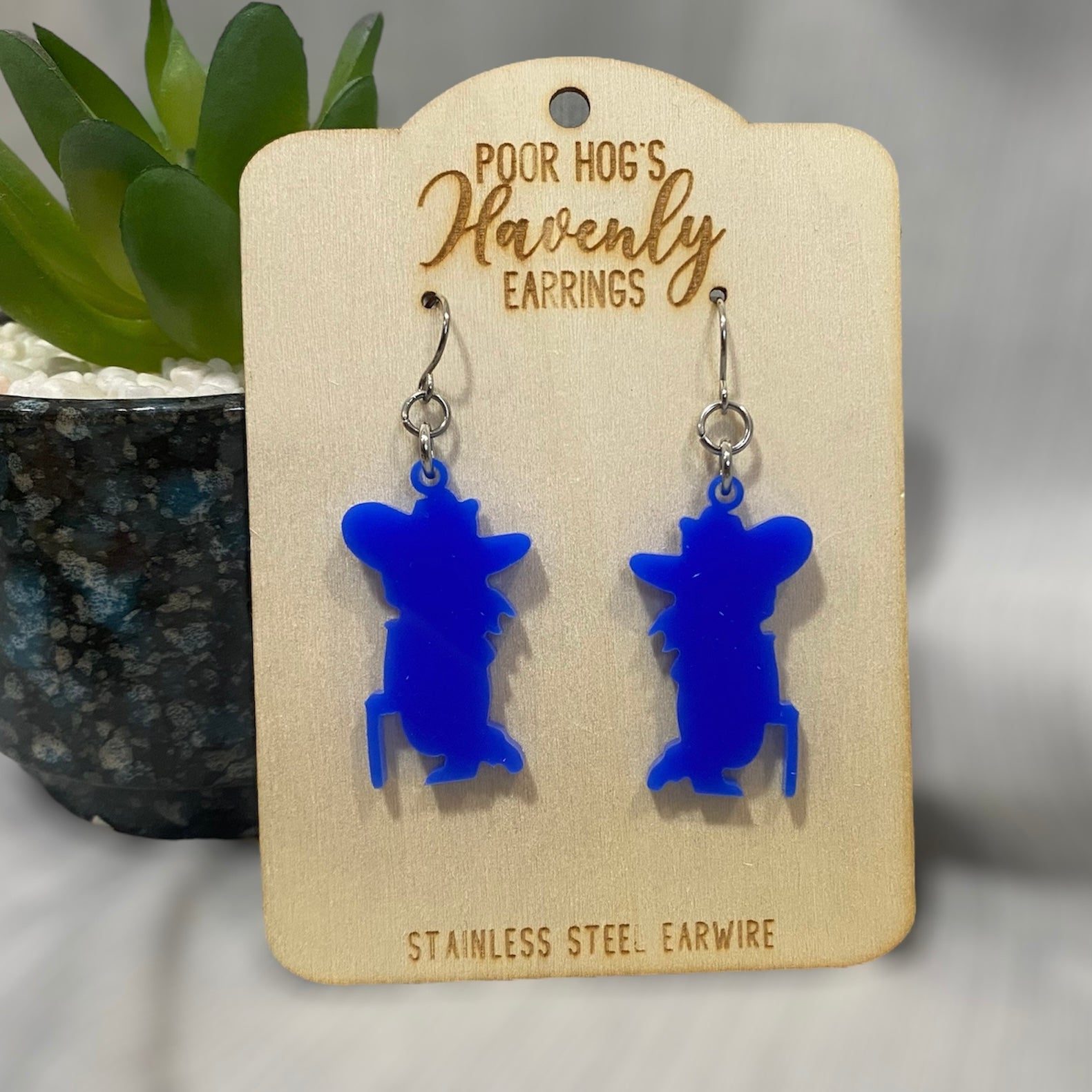 Mississippi Rebel Silhouette Acrylic Earrings in Red or Blue