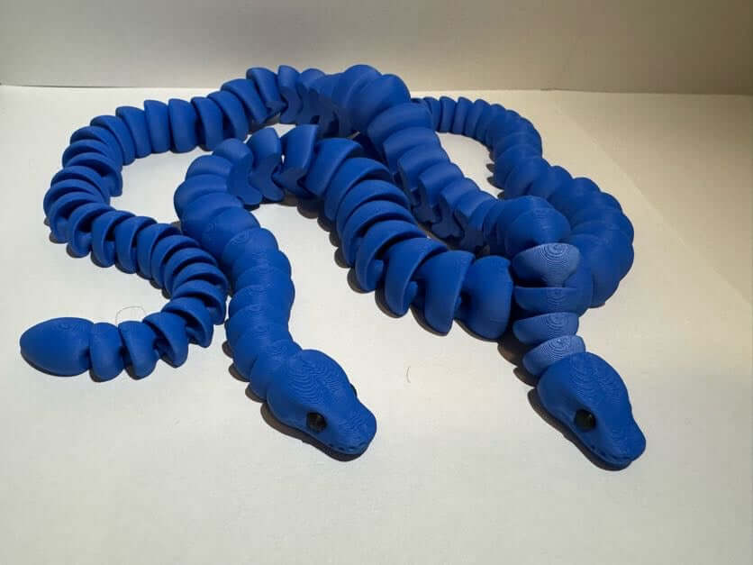 Blue 3D Printed Snake Fidget Toy: Articulated Sensory Toy for Stress & Anxiety Relief