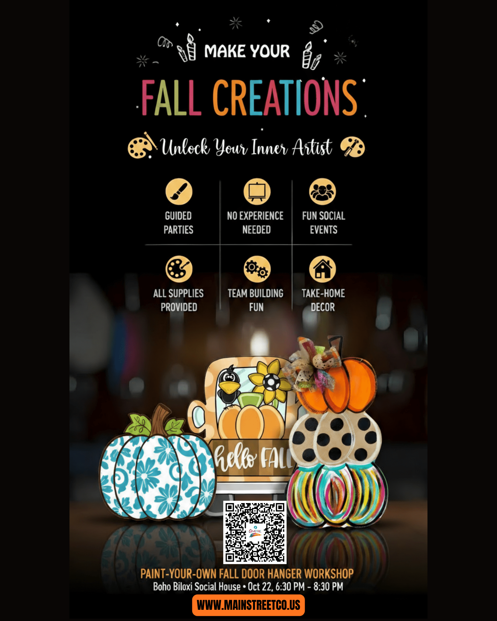 Paint Your Own Fall Door Hanger Workshop — Boho Biloxi Social House (Oct 22, 6:30–8:30 PM)