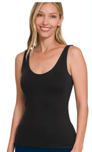 Black Seamless Layering Tank Top: Comfy Zenana Boutique Basic with Removable Pads