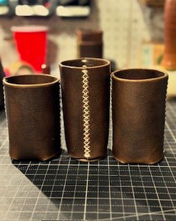 Handmade Leather Koozies - Can Coolers by Main Street Collective for Cans & Bottles