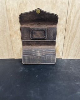 Brown Leather Wallet with Card Slots, ID Window, and Magnetic Clasp - Main Street Collective