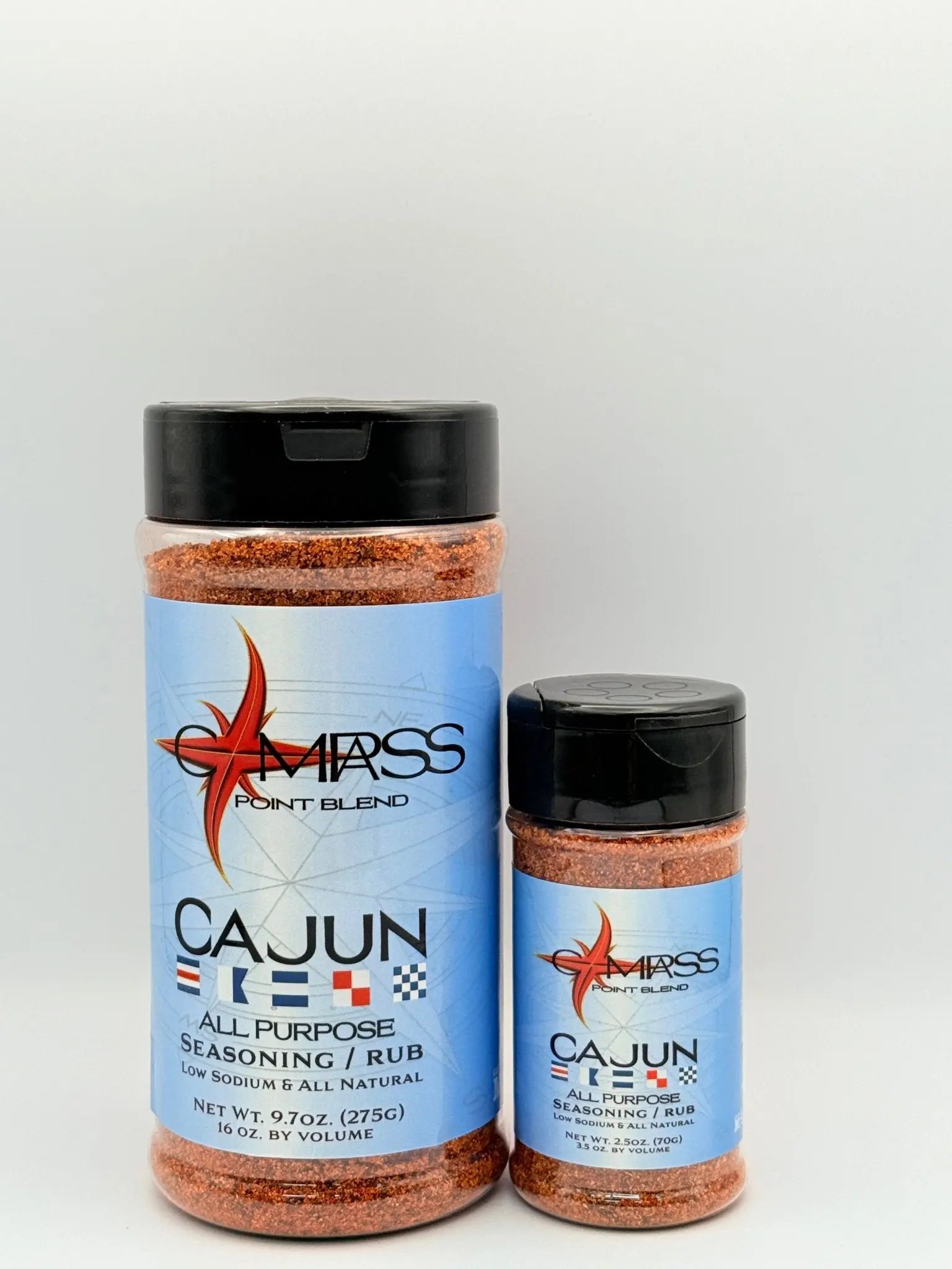 Compass Point Cajun Seasoning: All-Purpose Rub - Low Sodium, All Natural. Small and Large Sizes.