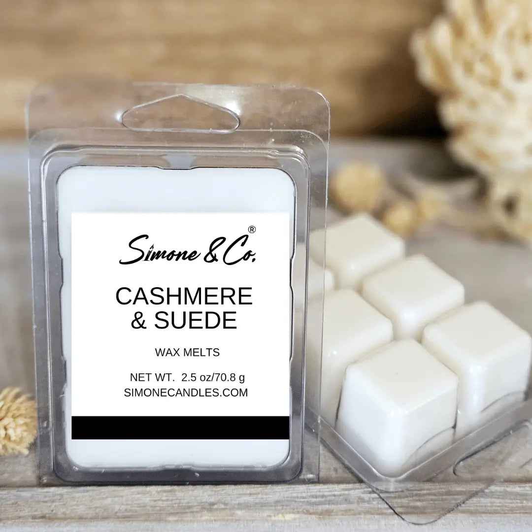 Simone & Co. Cashmere & Suede Wax Melts: Amber & Sandalwood Scented Melts