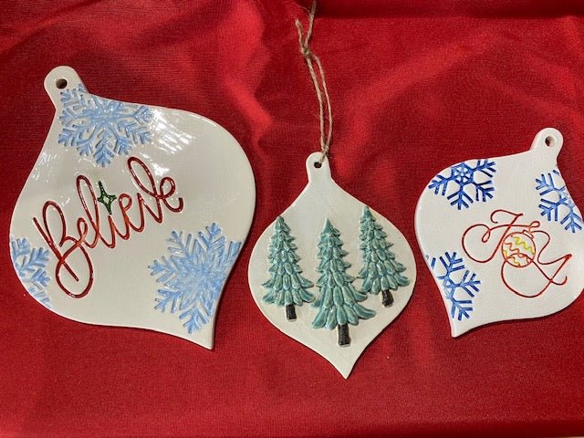Christmas Ornaments: Handmade Pottery, Believe, Trees, Joy - Main Street Collective