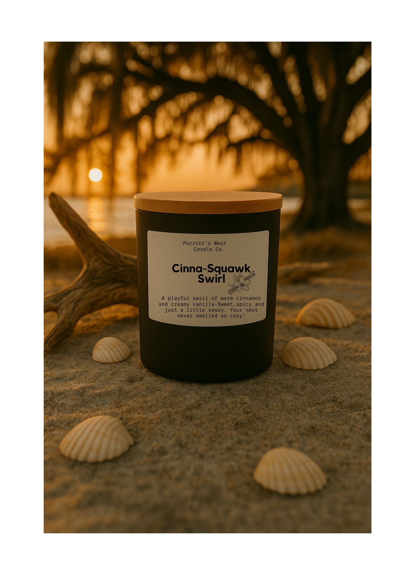 Cinna-Squawk Swirl Candle by Parrott's Nest: Cinnamon & Vanilla Scented Soy Candle, Cozy Home Decor