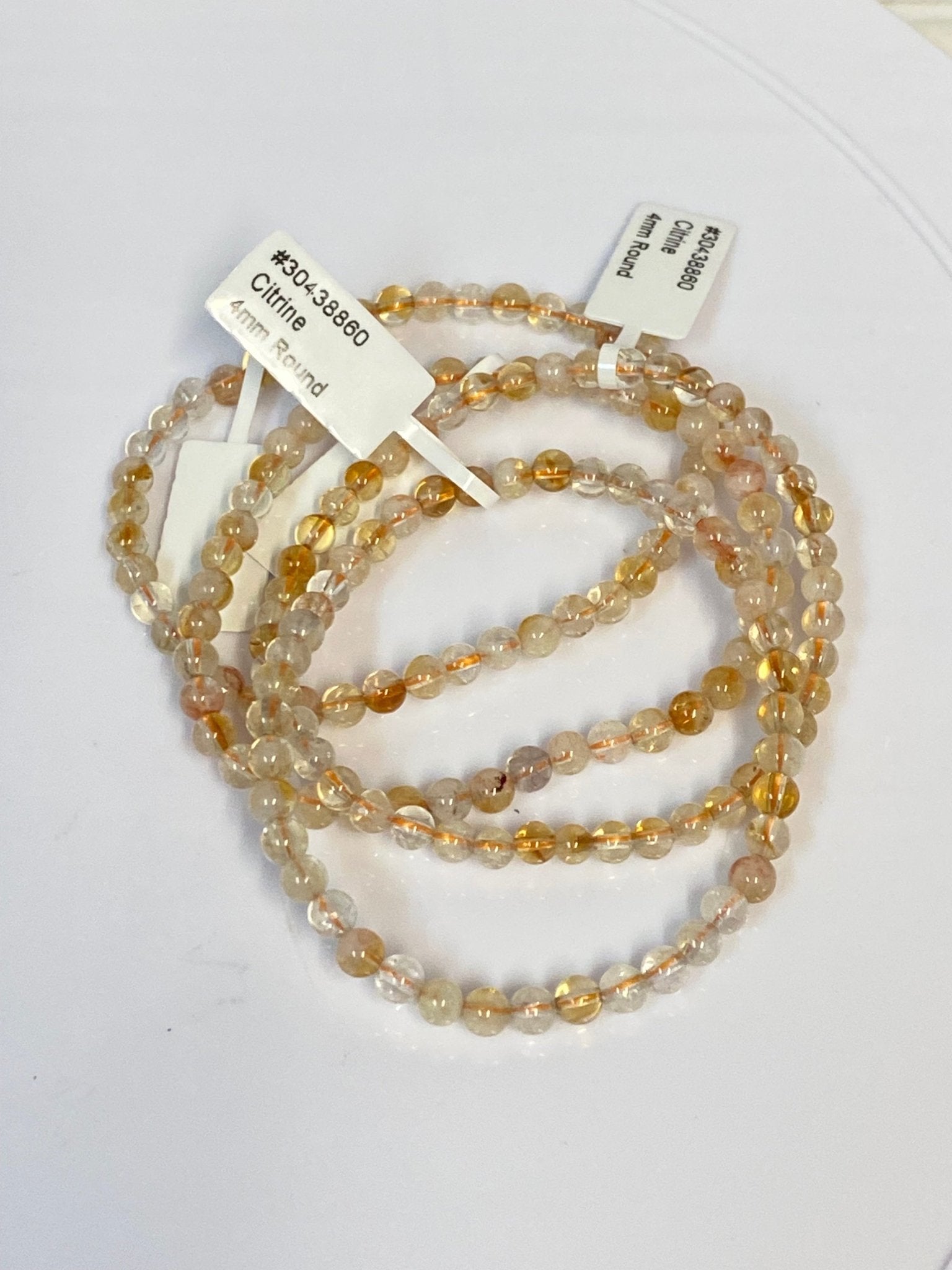 Handmade Citrine bracelet with 4mm golden natural gemstone beads from Hands of Earth Energy