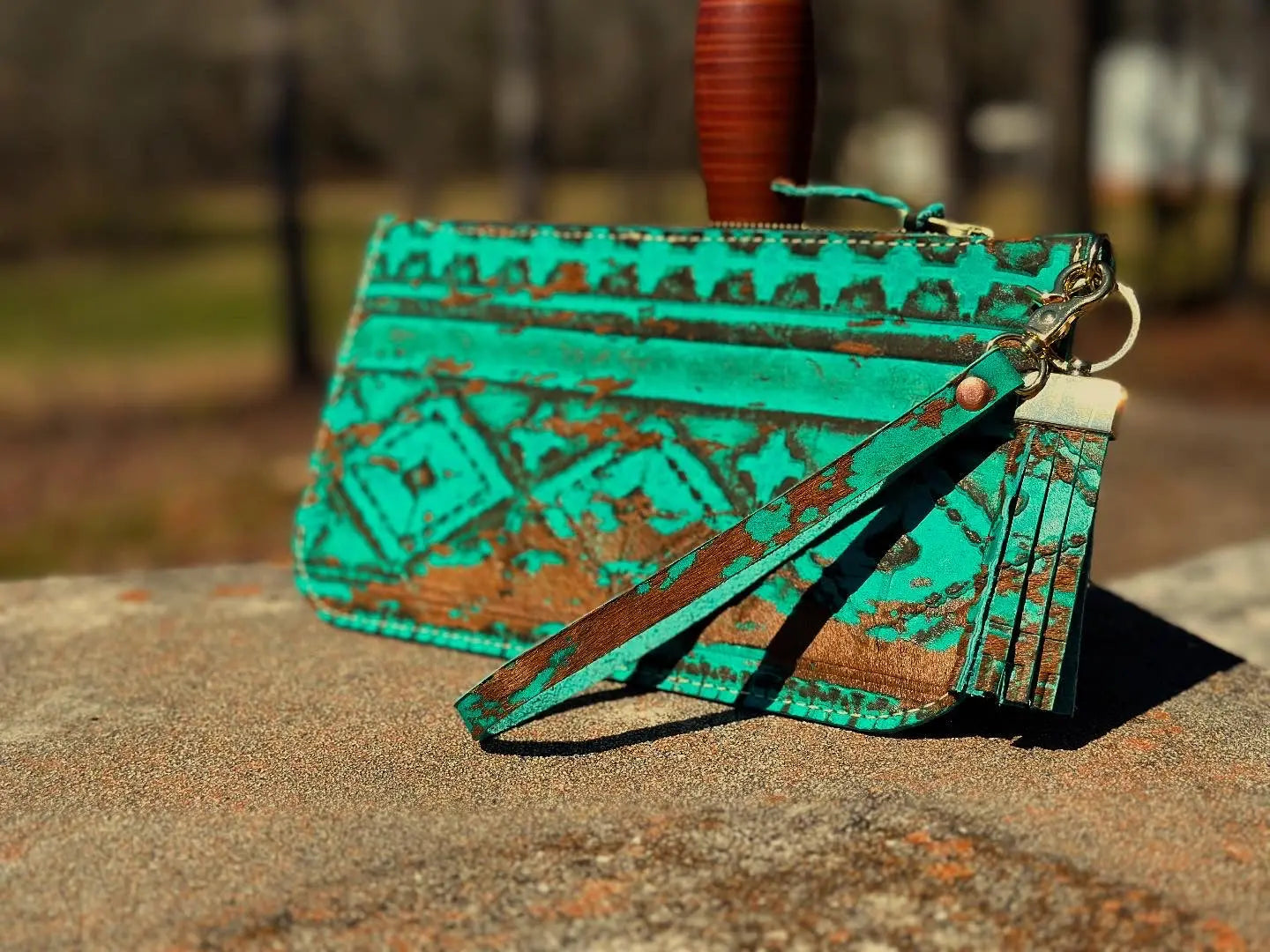 Classic Leather Clutch with Inside Pocket Kw Leatherworks