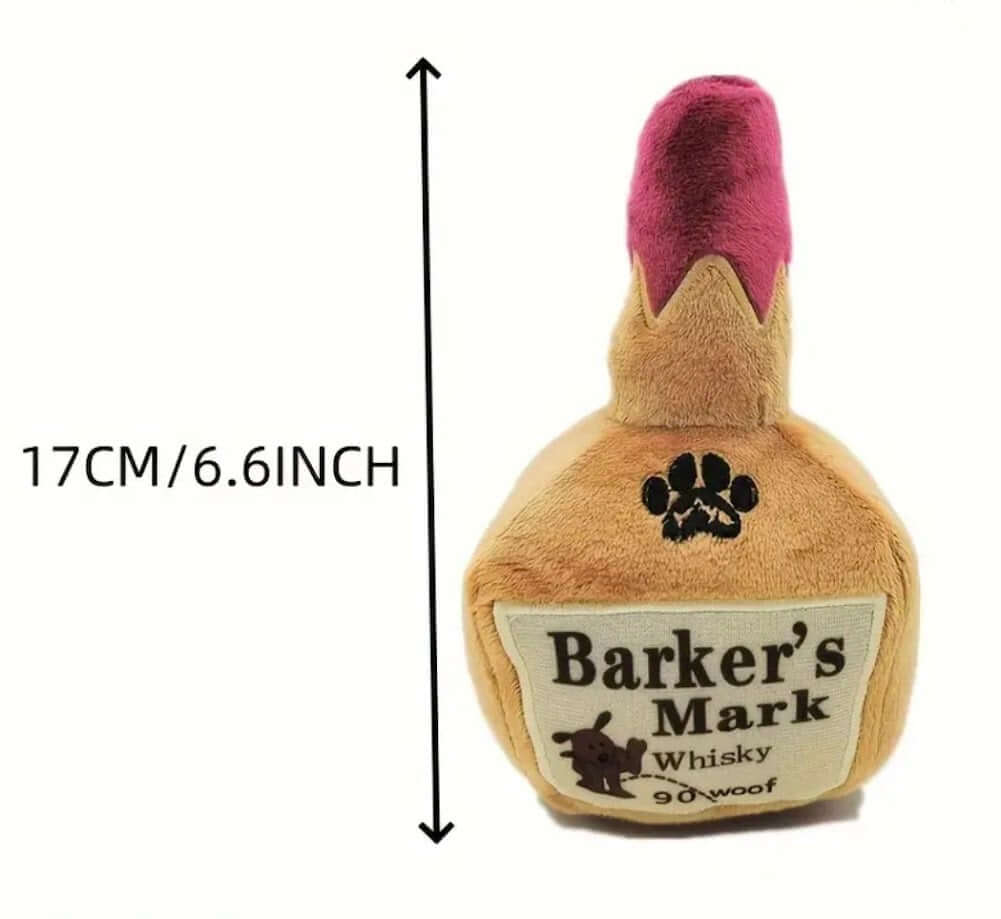 Barker's Mark Whisky Dog Toy - Squeaky Plush Pet Toy for Dogs - Fun Alcohol Novelty Dog Toy