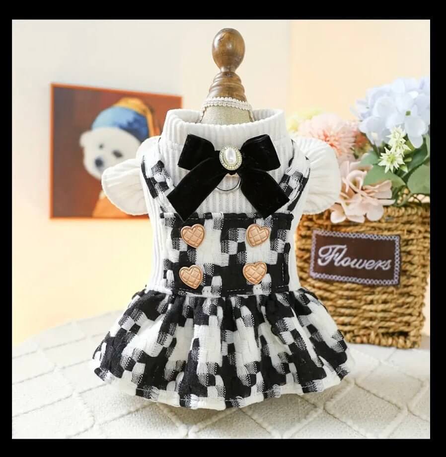 Houndstooth Dog Dress with Heart Buttons | Coastal Couture at Main Street Collective