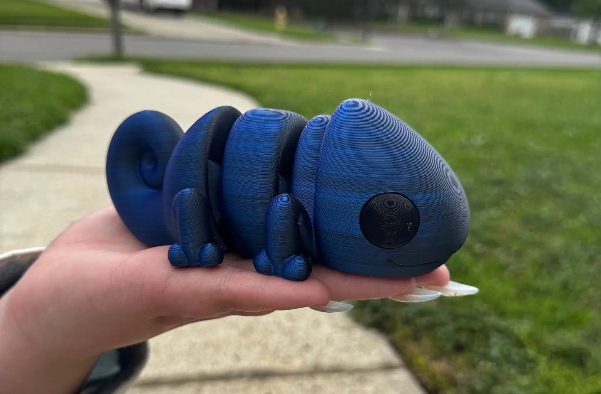 Blue Color-Shifting Chameleon Fidget Toy - Mushroom Lady Co. 3D Printed Sensory & Stress Relief