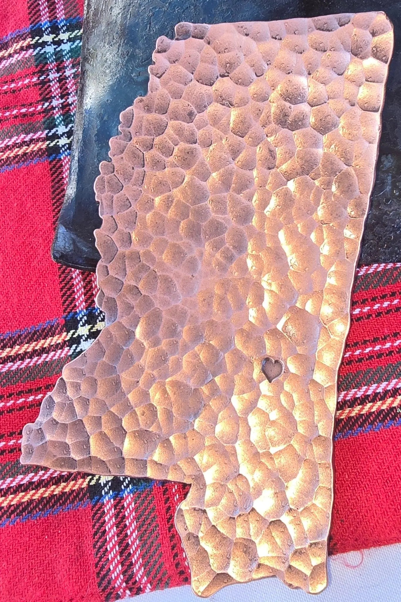 Hammered Copper Mississippi Dish with Heart Cutout - Main Street Collective - Southern Decor Souvenir