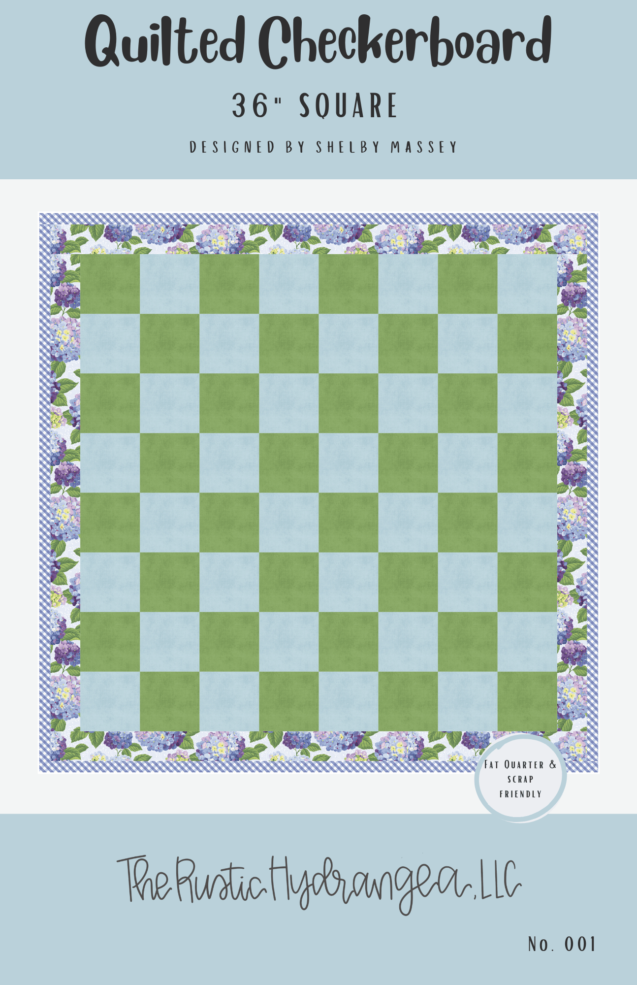 Quilted Checkerboard Pattern: 36" Square Quilt Design by Shelby Massey - The Rustic Hydrangea, LLC