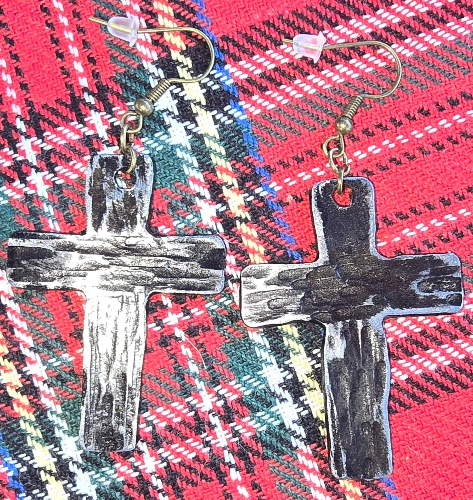 Rustic Hand-Forged Metal Cross Earrings - Christian Religious Jewelry by Main Street Collective
