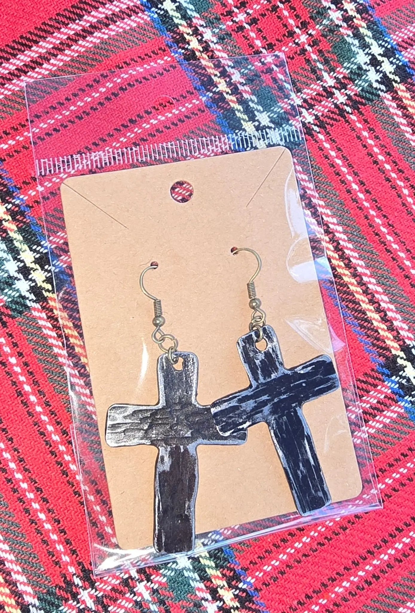 Cross Earrings: Christian Jewelry, Religious Earrings, Faith-Based Gift, Rustic Metal Crosses, handcrafted Christian Earring