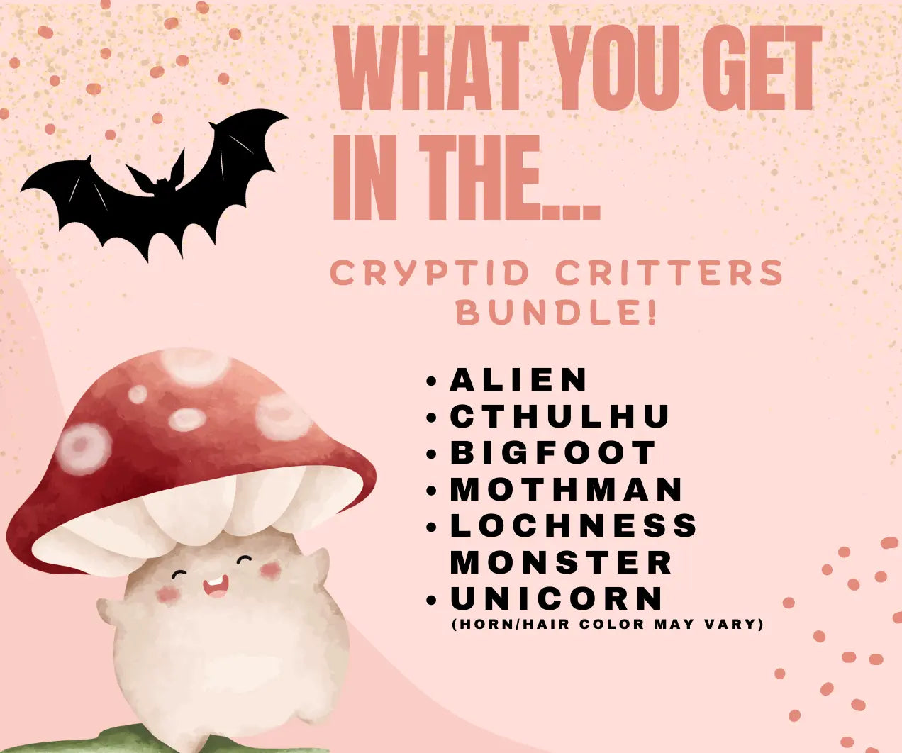 Cryptid Critters Bundle: Alien, Cthulhu, Bigfoot, Mothman, Loch Ness Monster, Unicorn - Fidget Toy Collectibles!