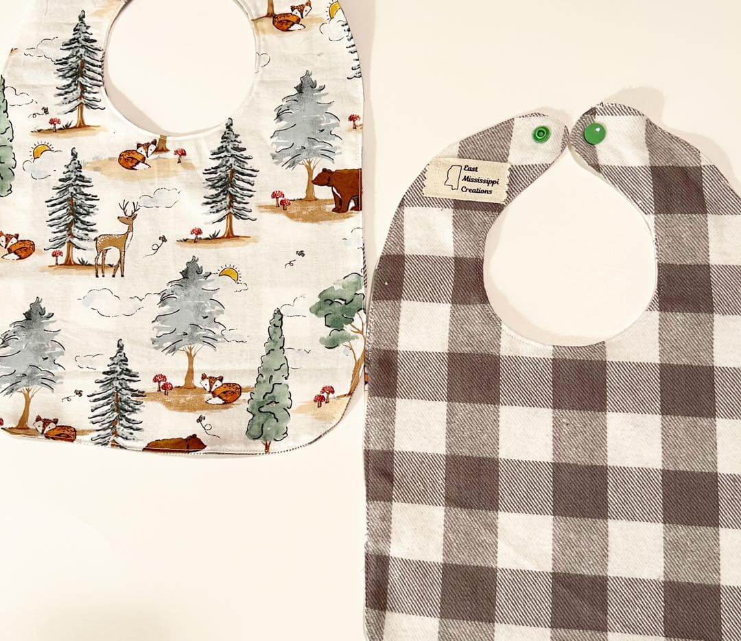 Handmade Baby Bib, Mississippi Made, Customizable Cotton Flannel, East Mississippi Creations