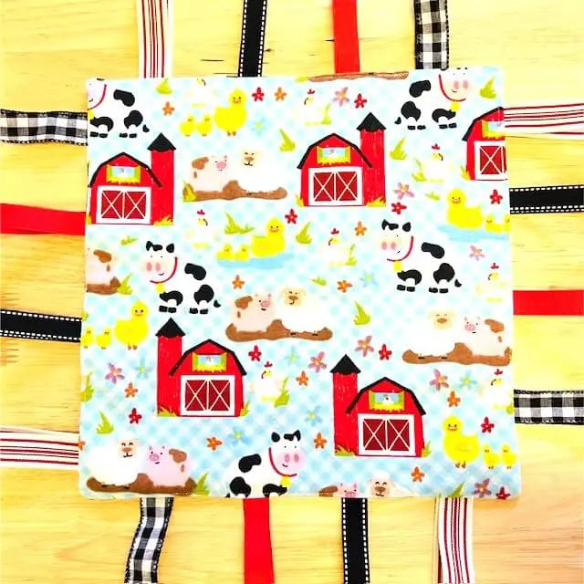 Farm Animal Taggy Blanket - Sensory Toy, East Mississippi Creations, Handmade Baby Gift, Mississippi