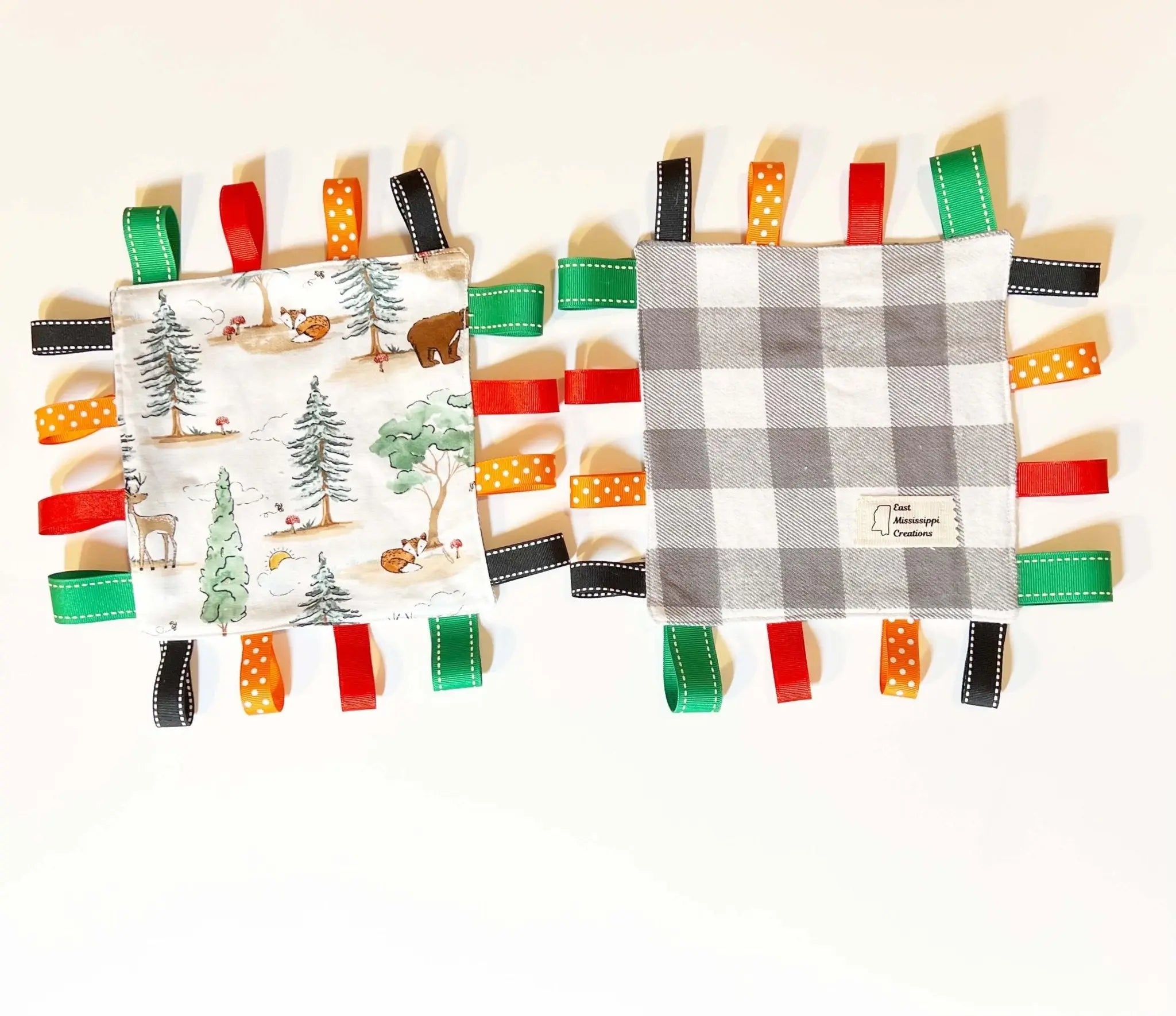 Tag Blanket Baby Toy - Woodland & Plaid Sensory Taggy Blanket - Main Street Collective