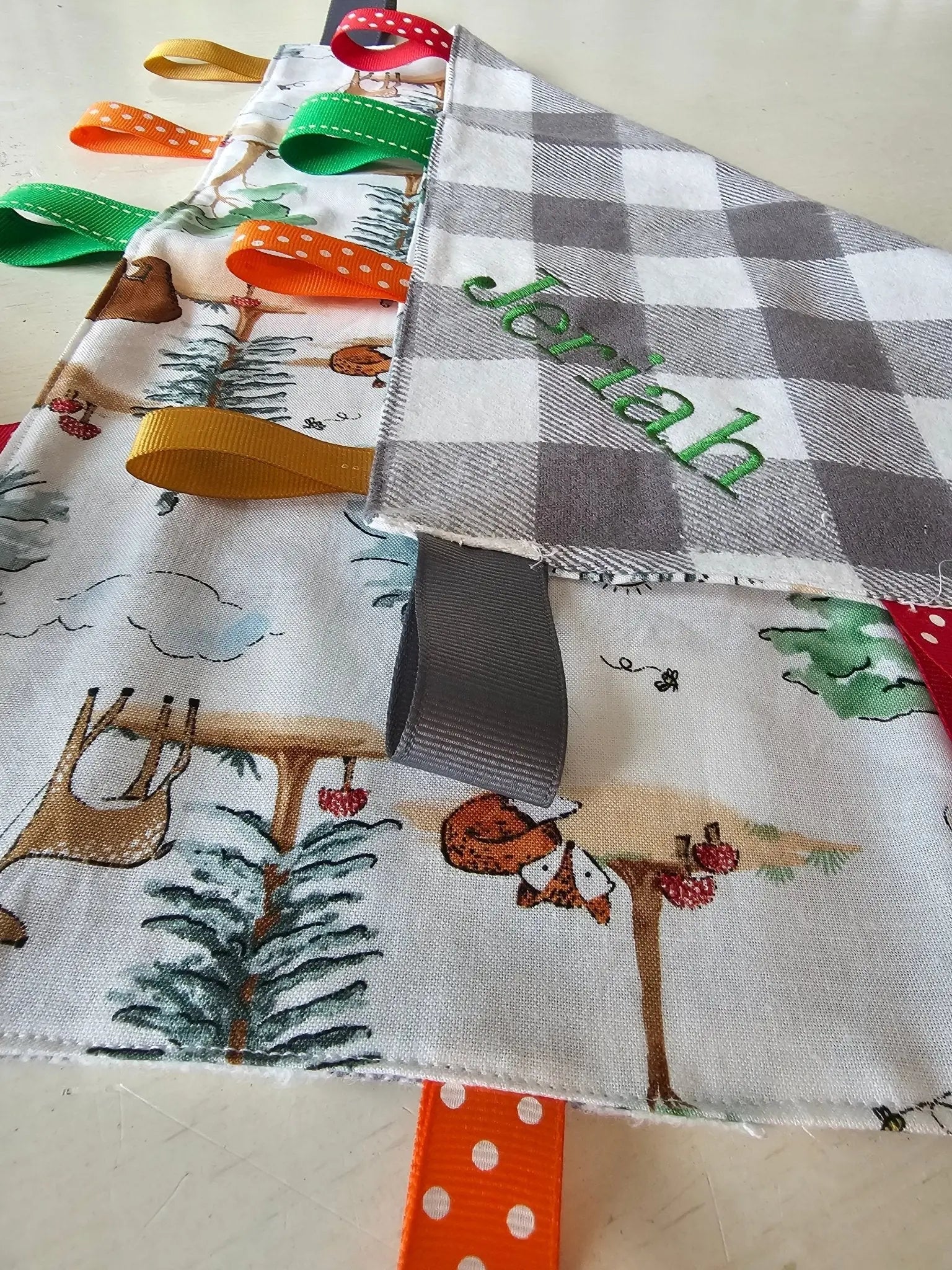 Personalized Baby Taggy Blanket - Sensory Toy for Development - Customizable Gift by Main Street Collective