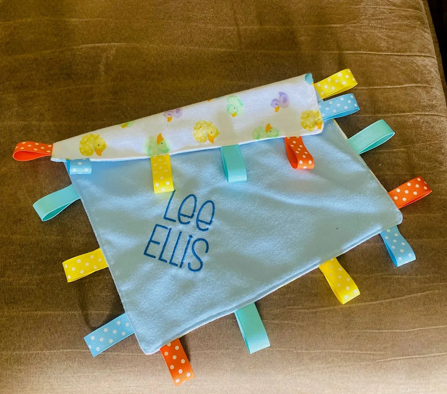 CUSTOMIZABLE TAGGY BLANKET personalized for baby, sensory toy