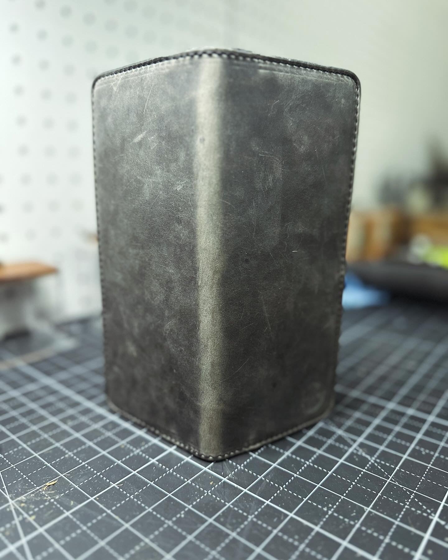 Handmade Grey Leather Long Wallet | Checkbook Wallet | Main Street Collective