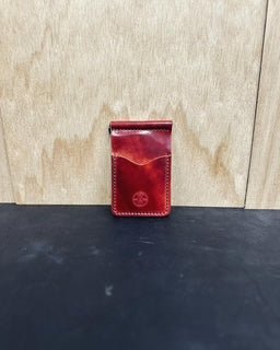 Red Leather Money Clip Wallet - Handmade by Main Street Collective - Custom Leather Wallet
