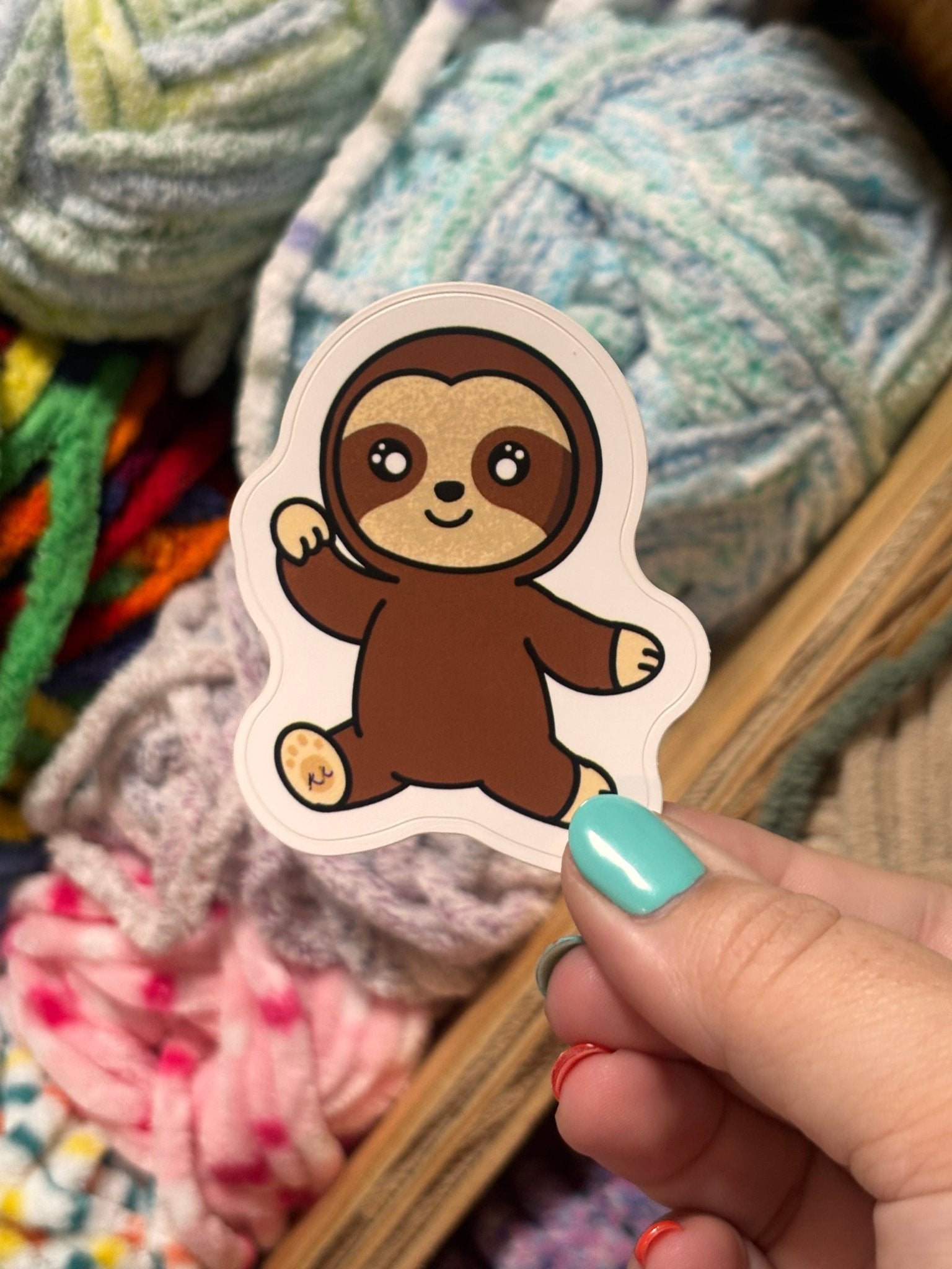 Sammy the Sloth Sticker - Cute Sloth Vinyl Decal - 2.5x2.5 Glossy Sticker - Main Street Collective