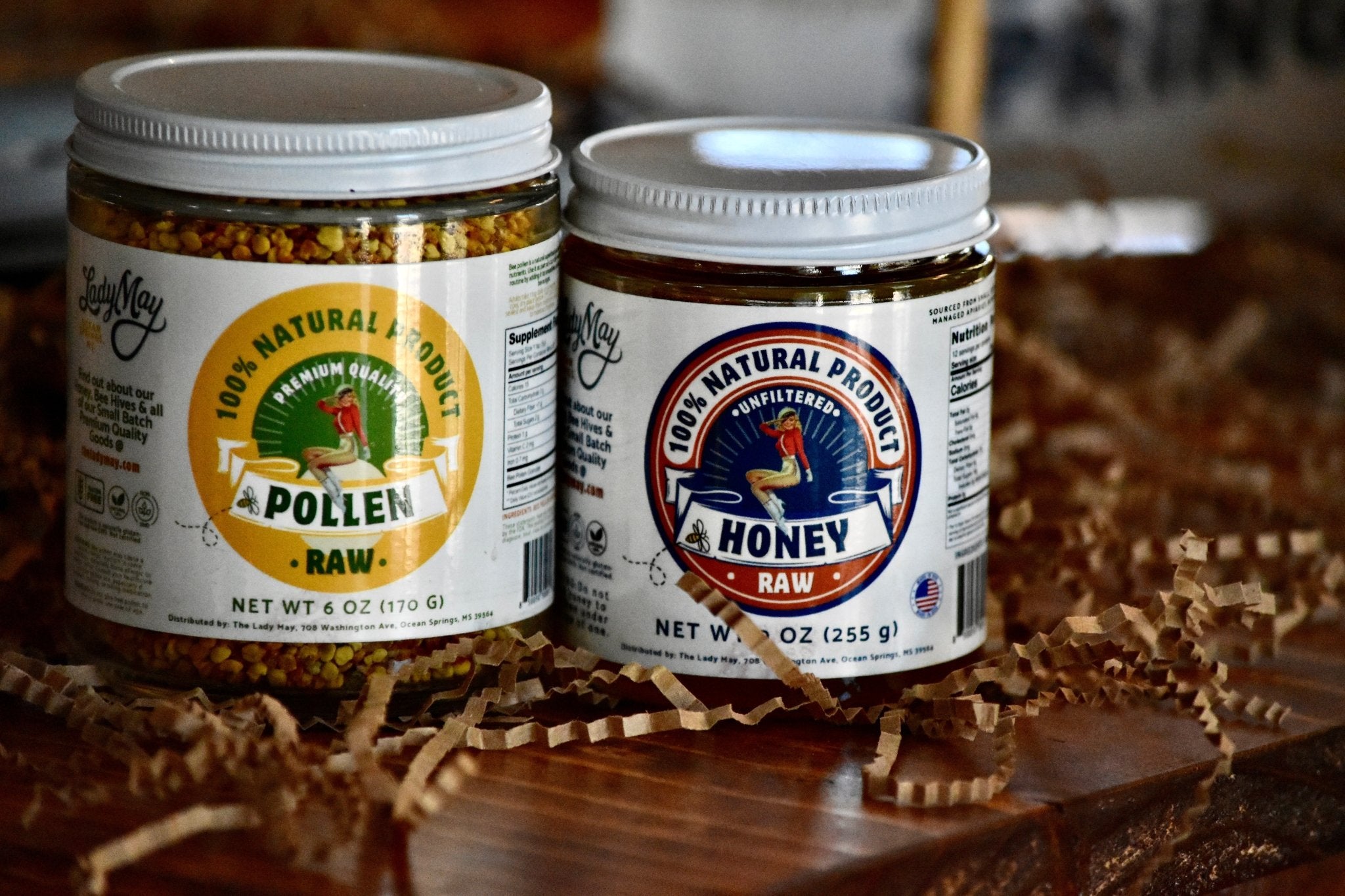 Honeymakers Bee Pollen and Natural Raw Honey 2-Pack Gift Bundle- Small Batch, Handmade, Farm Grown – Gift Set of 2, 9oz Glass Jars