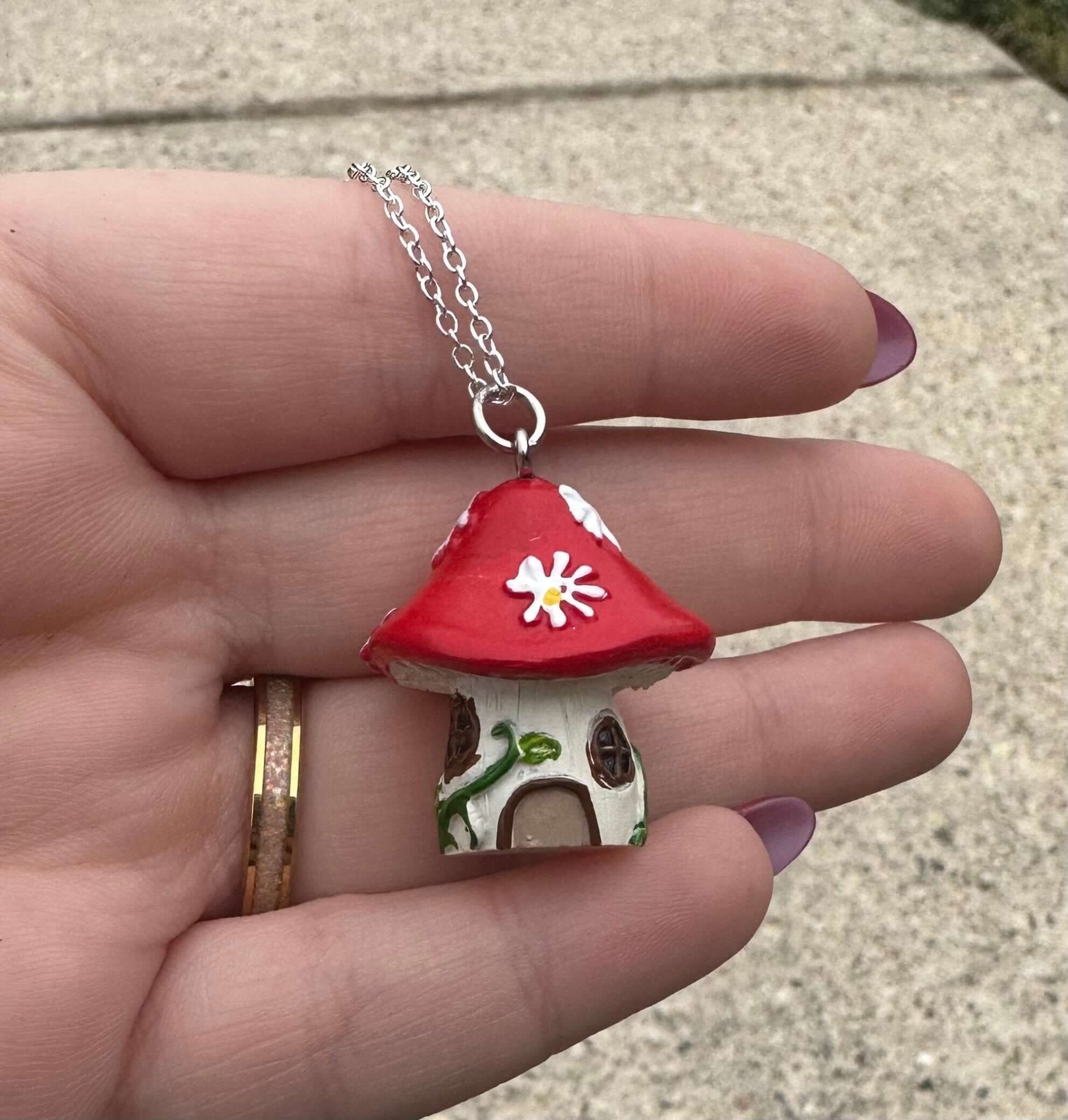 Fairy Mushroom House Necklace: Cottagecore Jewelry, Handmade in Mississippi