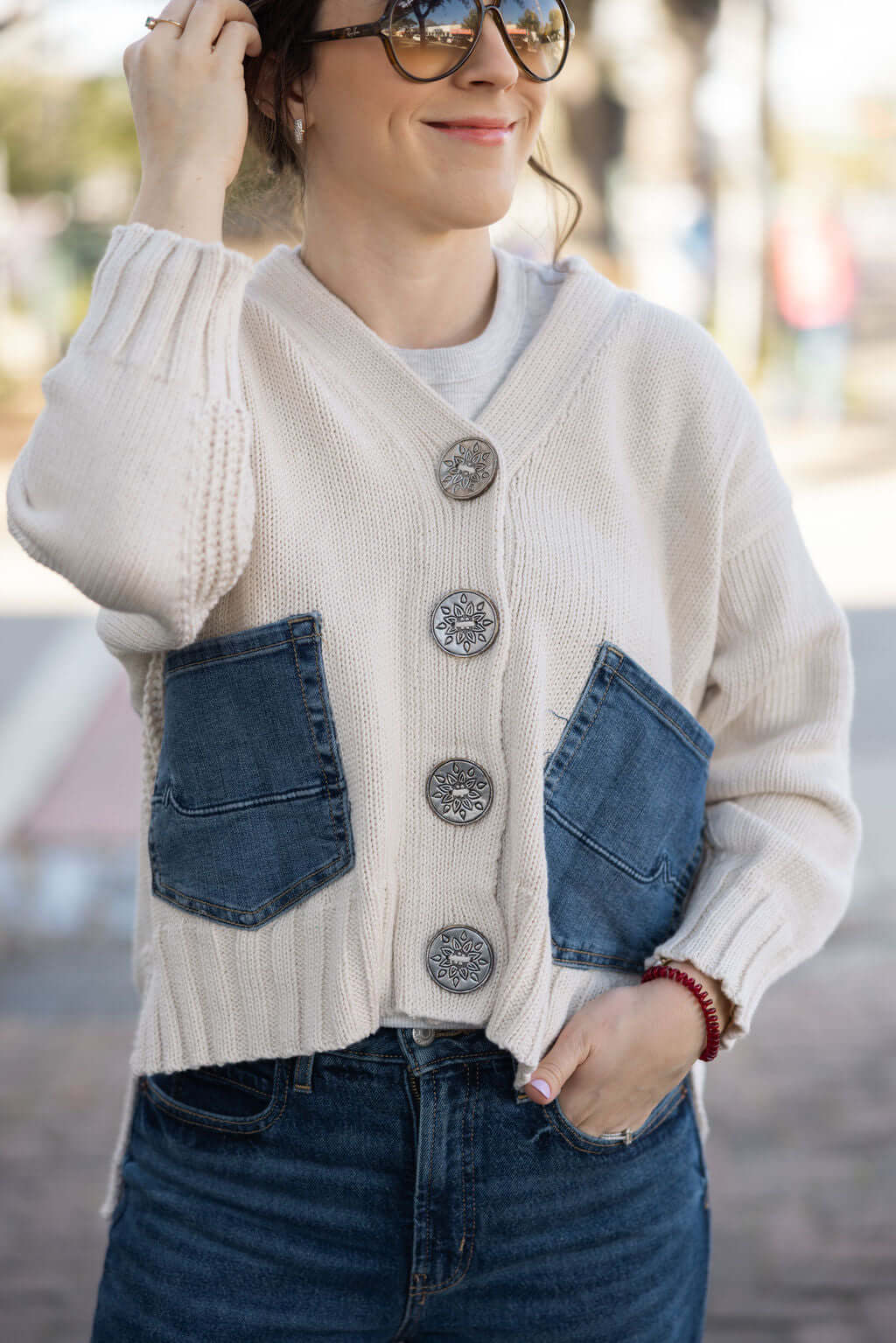 Denim Pocket Cardigan | Rockstar Cardigan by Keep It Trendy