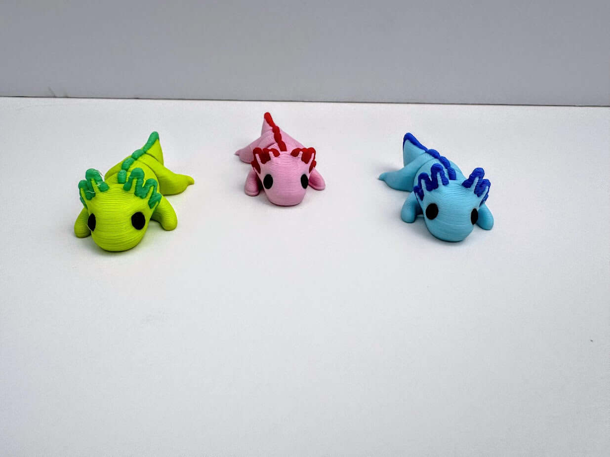 Axolotl Fidget Toys: Pink, Blue, Green 3D Printed Handmade Toys