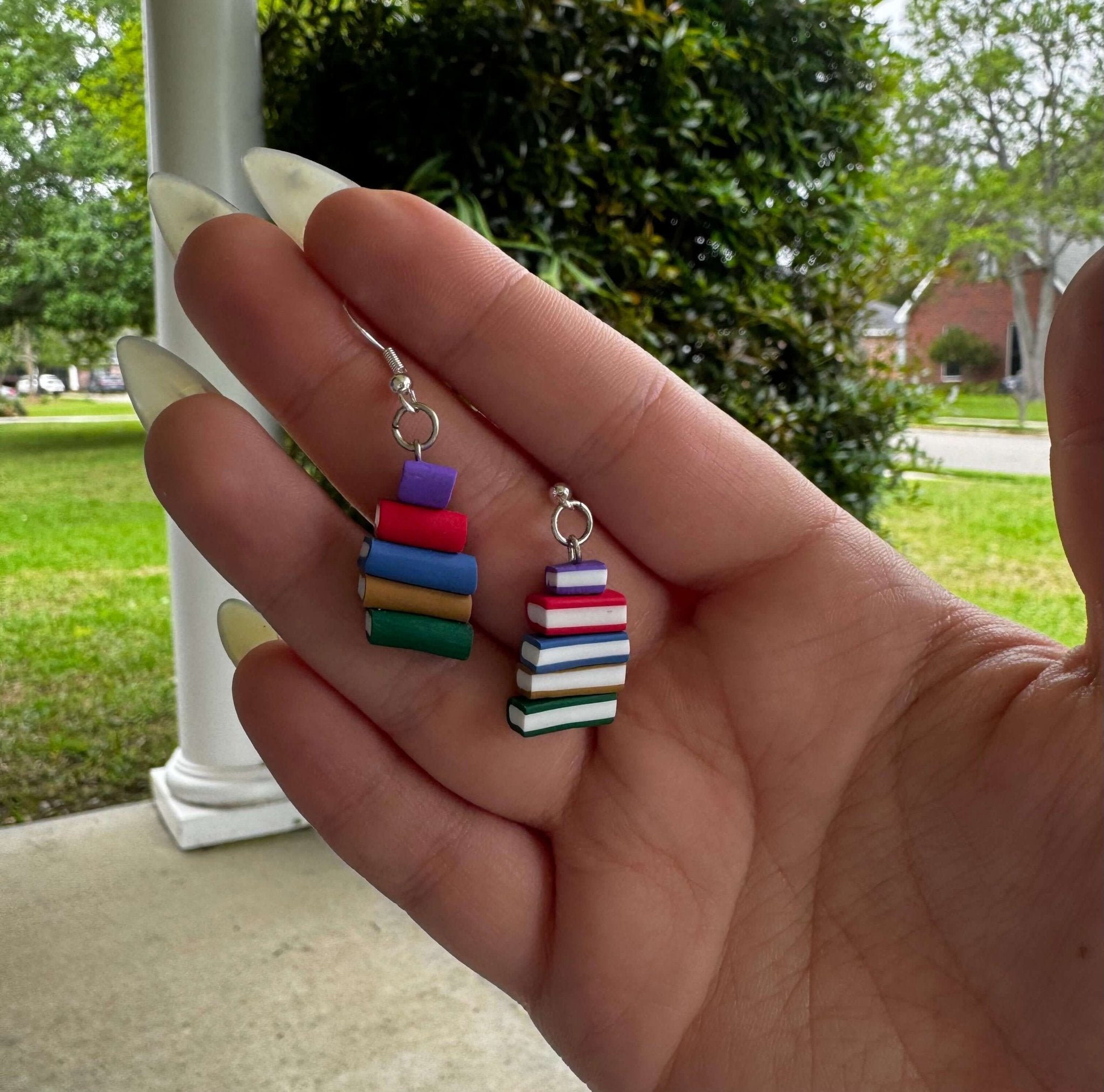 Book Earrings Handmade Mississippi - Whimsical TBR Stack Earrings for Book Lovers