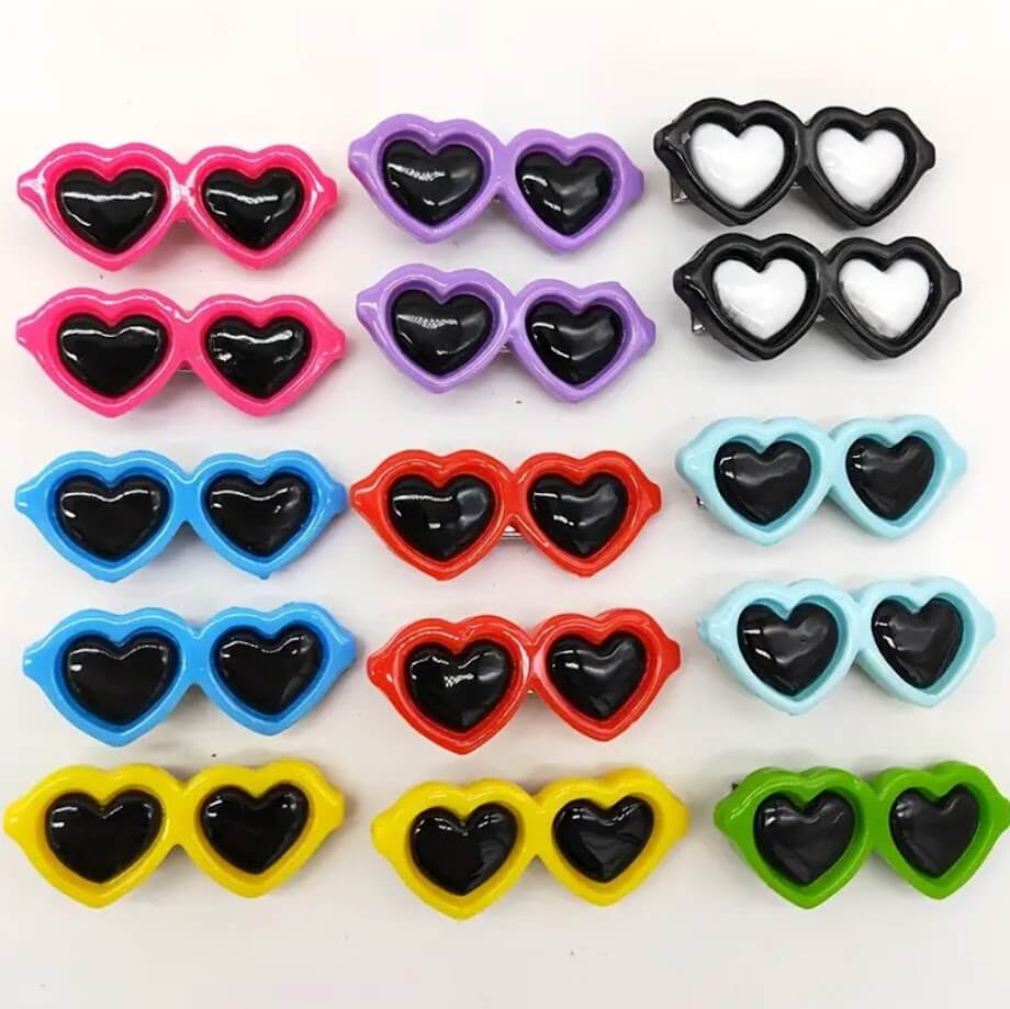 Dog Heart Sunglasses Hair Clips: Colorful Pet Accessories | Main Street Collective