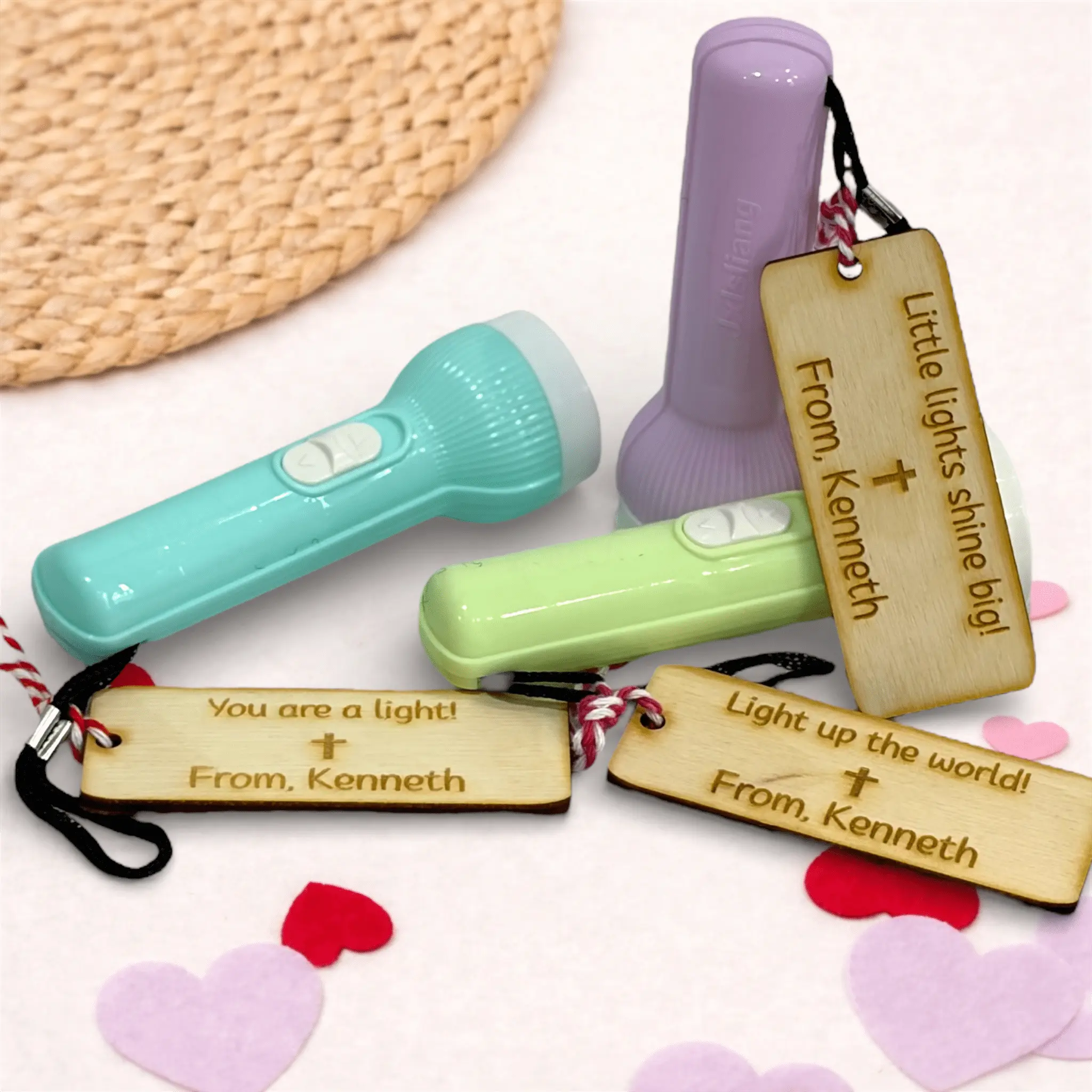 Flashlight Valentine Kids Gift: Faith-Based Flashlights with Engraved Tags