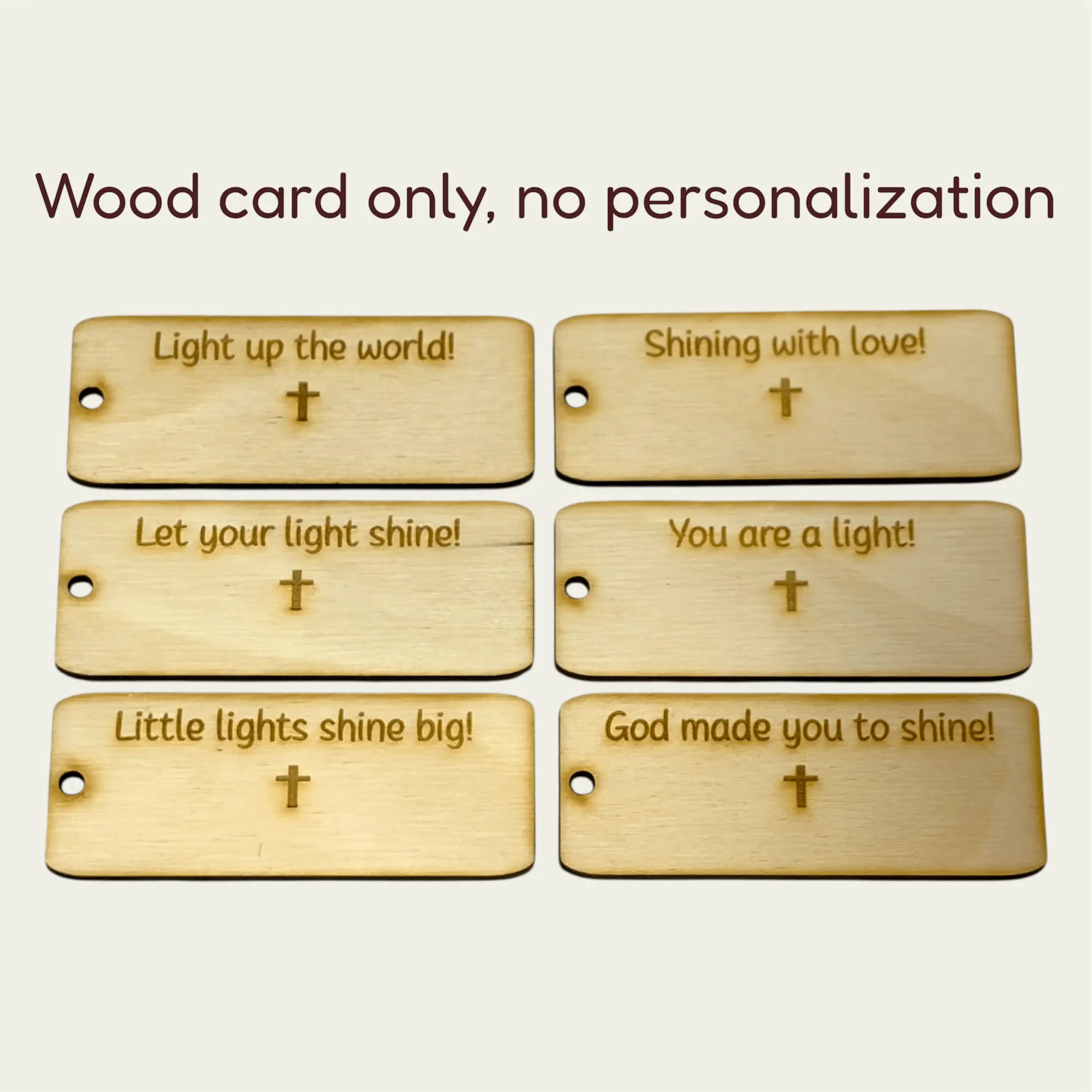 Christian Wooden Tags: Inspirational Engraved Message Charms