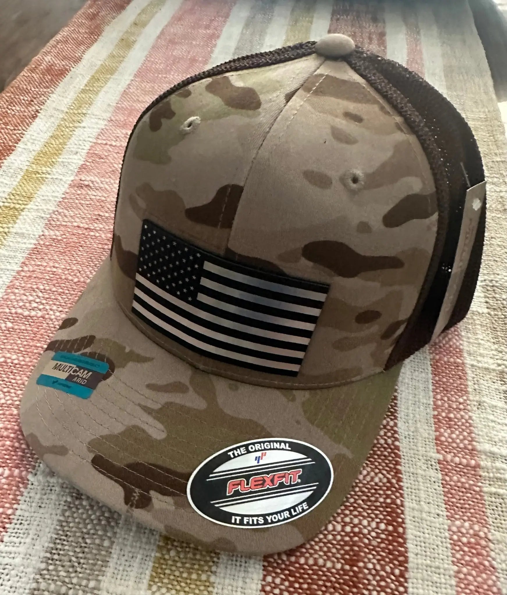 Camo Flag Flexfit Hat - Patriotic Multicam Arid Cap | Main Street Collective