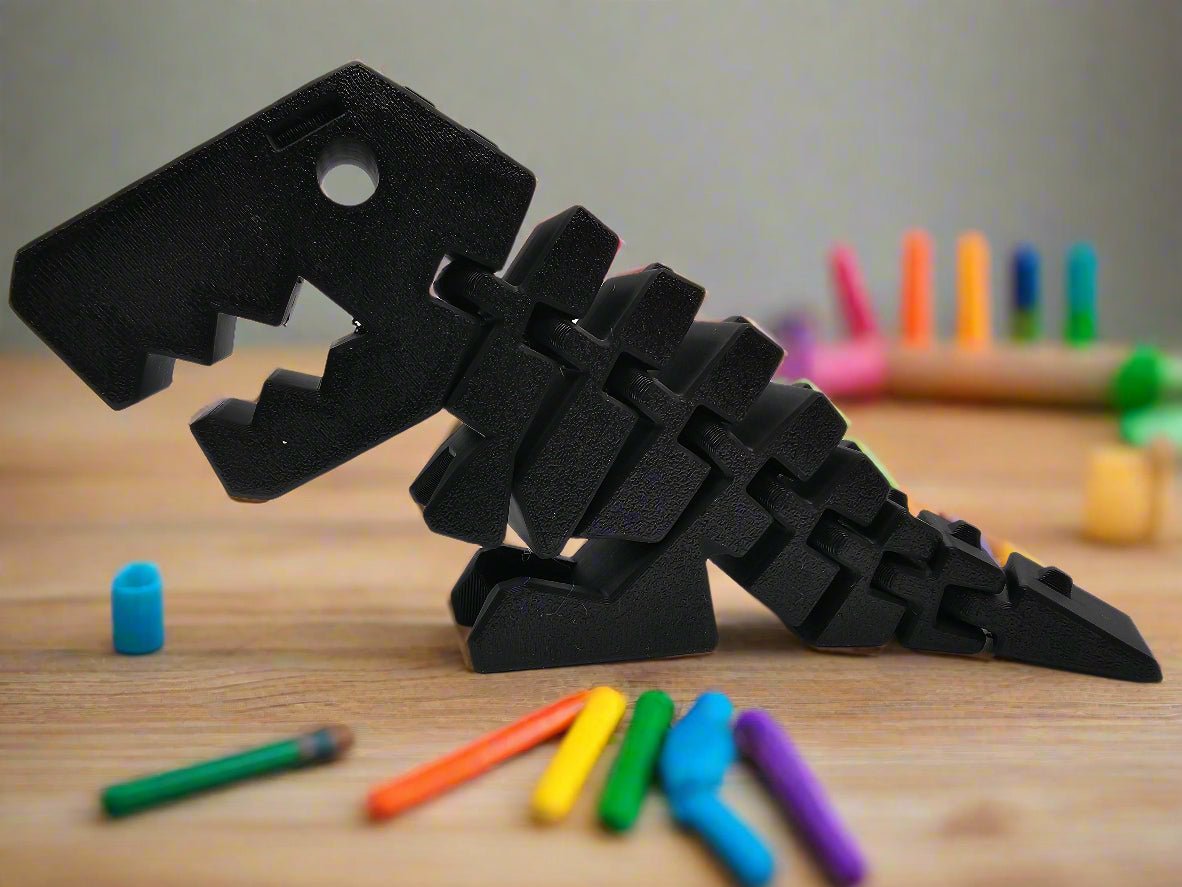 Flexi T-Rex 3D Printed Dinosaur Fidget Toy - Flexible, Poseable, Collectible - Main Street Collective