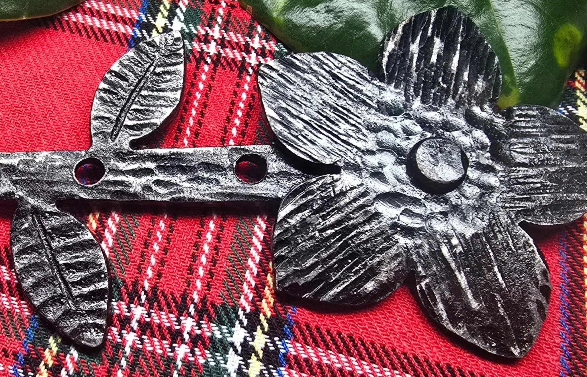 Hand-Forged Flower Hook: Rustic Metal Art, Wall Decor, Home Decor. Durable steel hook, blacksmith crafted.