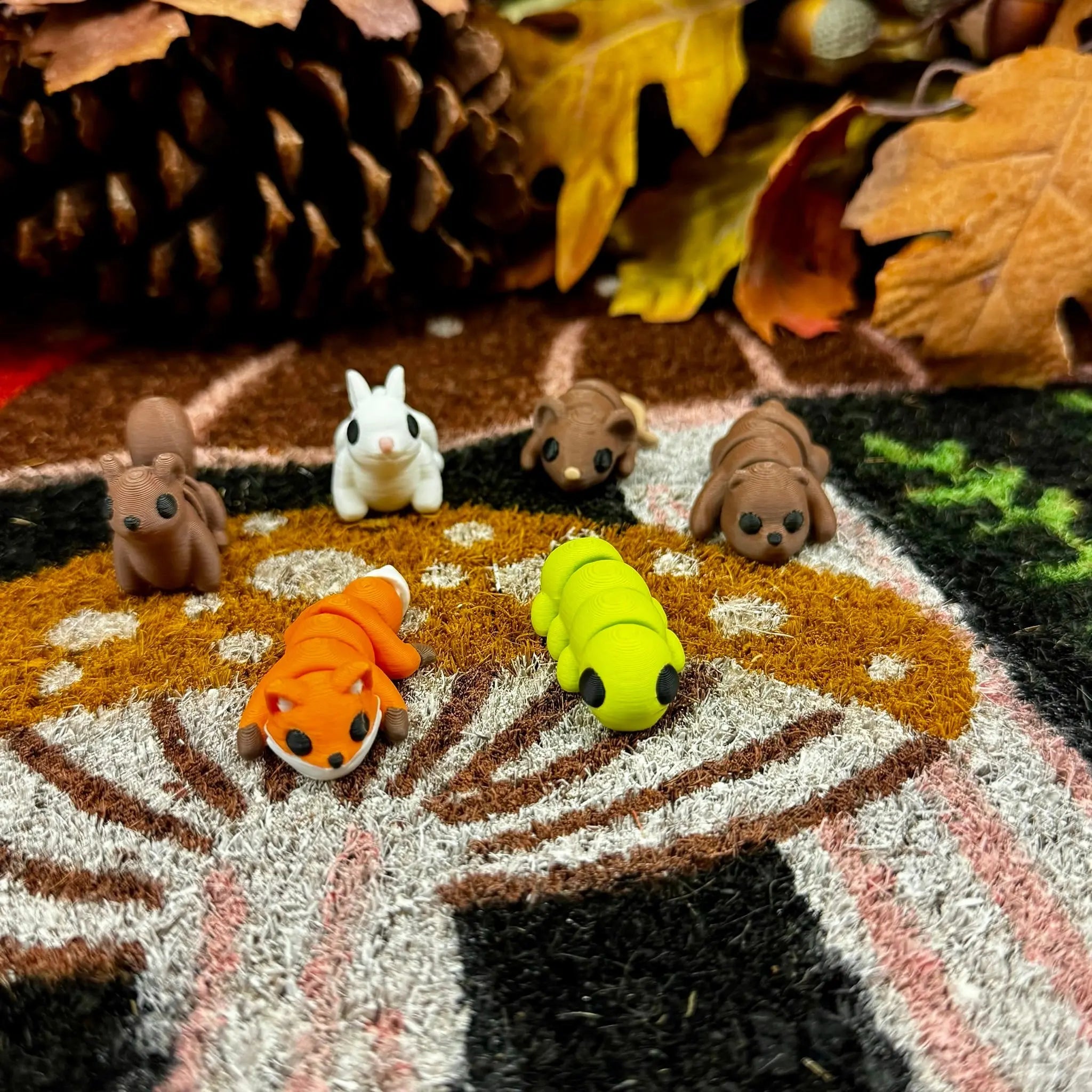 Woodland Animal Fidget Toys: Squirrel, Bunny, Fox, Mouse, Bear, Caterpillar 3D Printed Handmade Mushroom Lady Co.