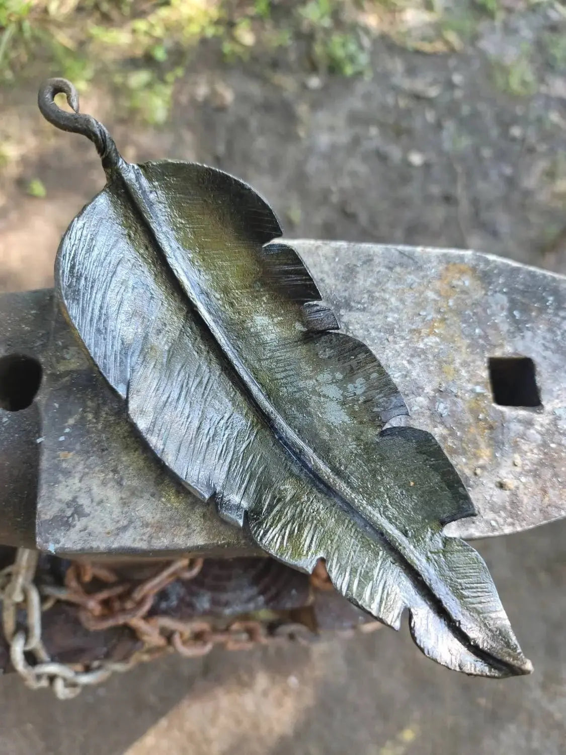 Forged Feather Incense Burner or Dish Redbeard's Forge LLC