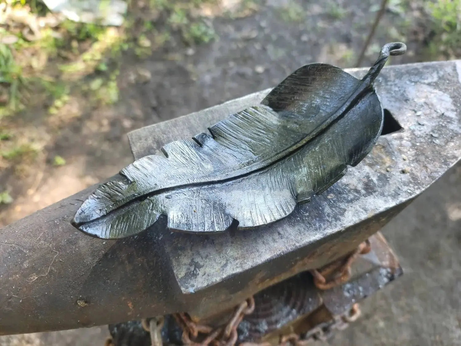 Forged Feather Incense Burner or Dish Redbeard's Forge LLC