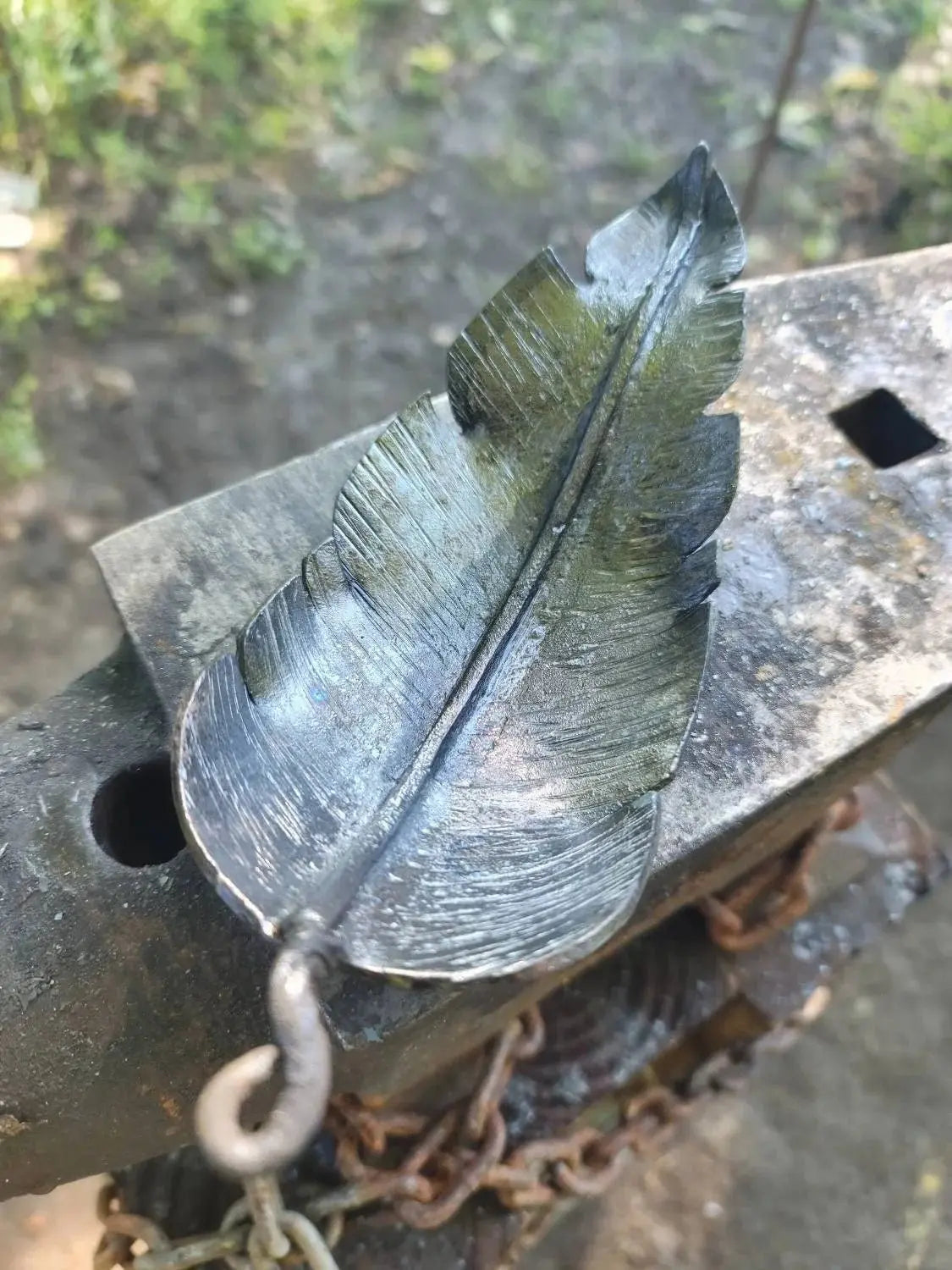 Forged Feather Incense Burner or Dish Redbeard's Forge LLC