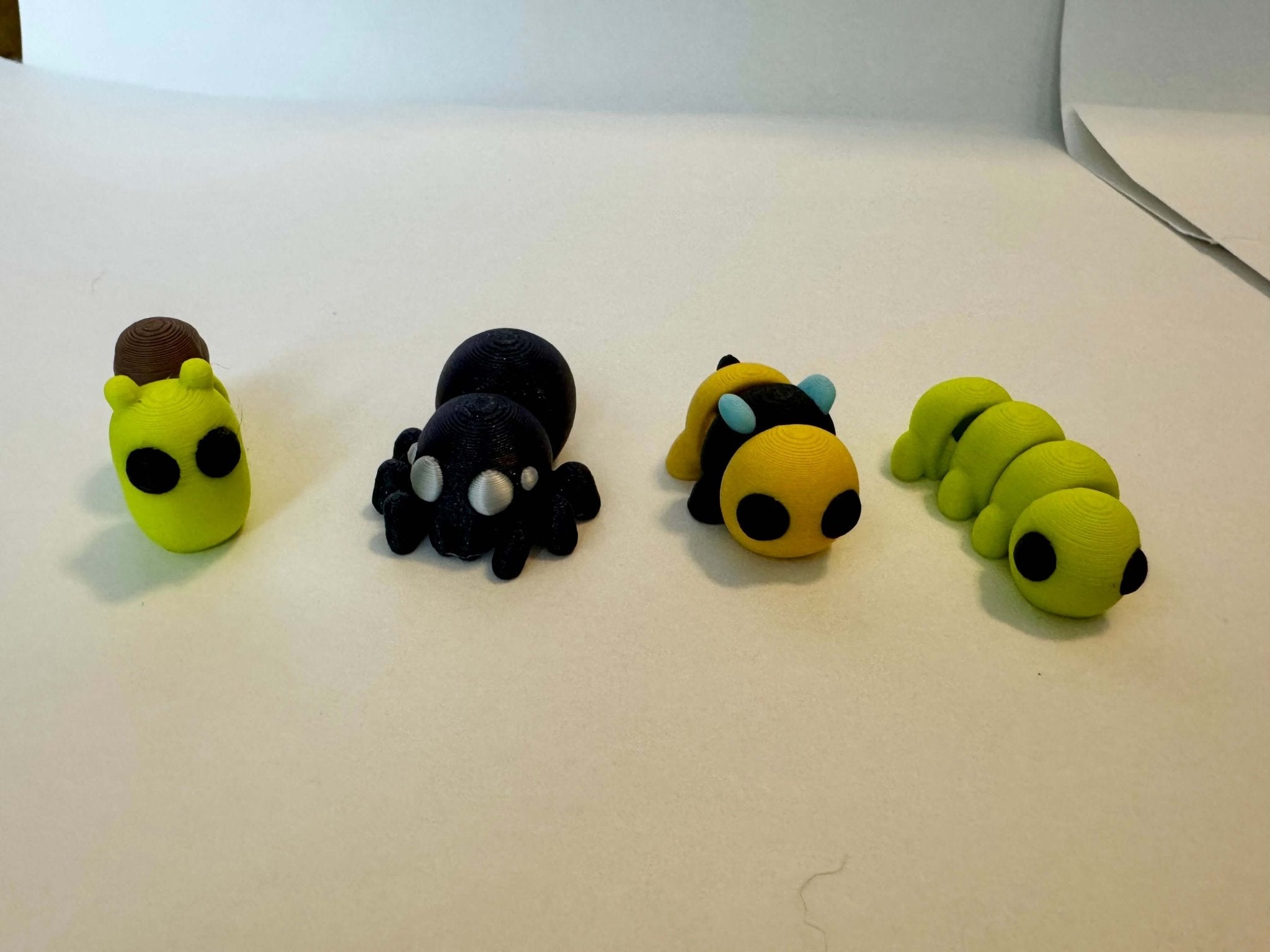Bug Buddies Fidget Set: Bee, Spider, Snail & Caterpillar - 3D Printed Sensory Toys by Mushroom Lady Co., Handmade in Mississippi