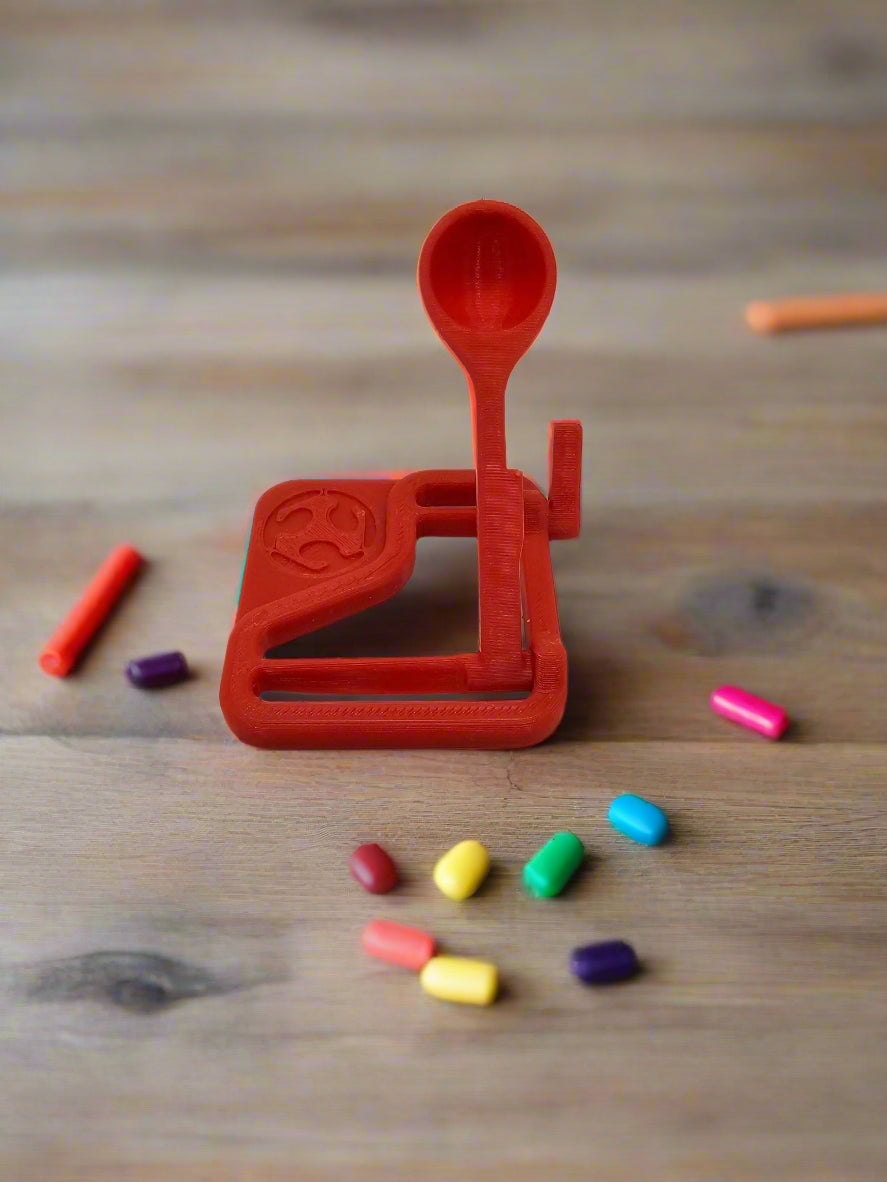 Close-up of spring-loaded arm on Mini Catapult Launcher by The Tween Space – Mississippi handmade gifts