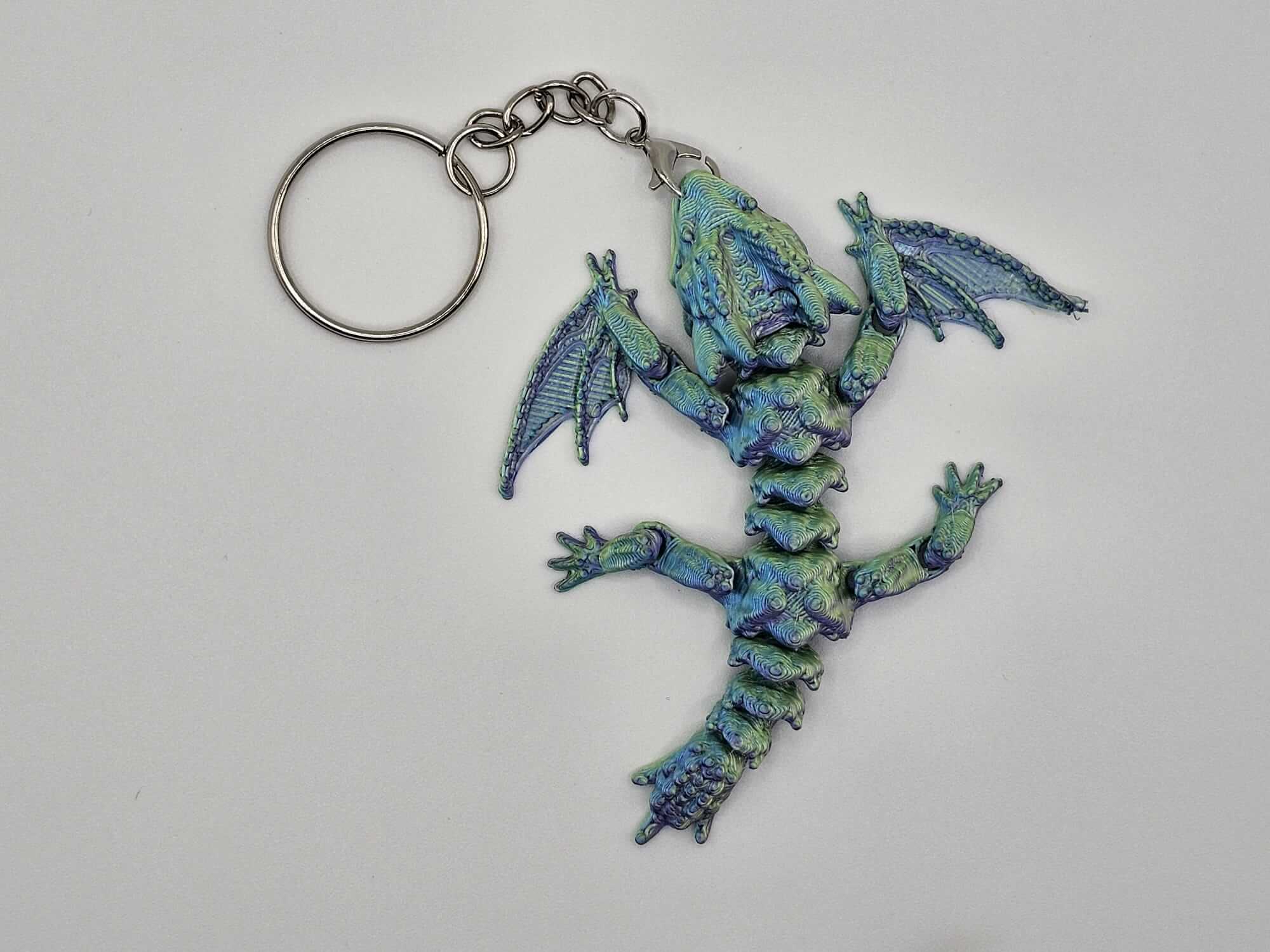 Aqua Storm Articulated Dragon Keychain - 3D Printed Blue & Green Toy | The Tween Space